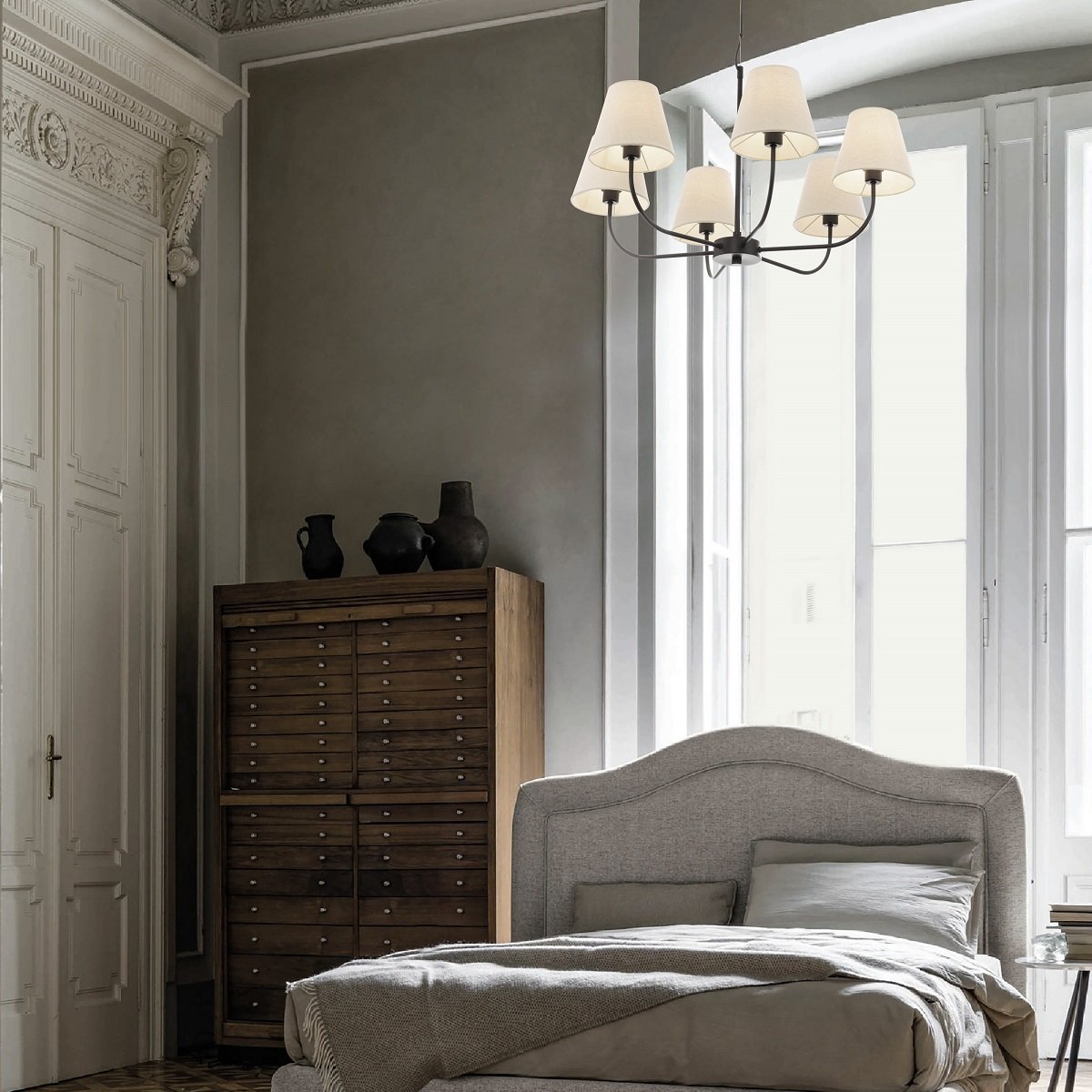 Nova Luce 9036045 MOIST Pendelleuchte 6-flammig Schwarz Beige E27