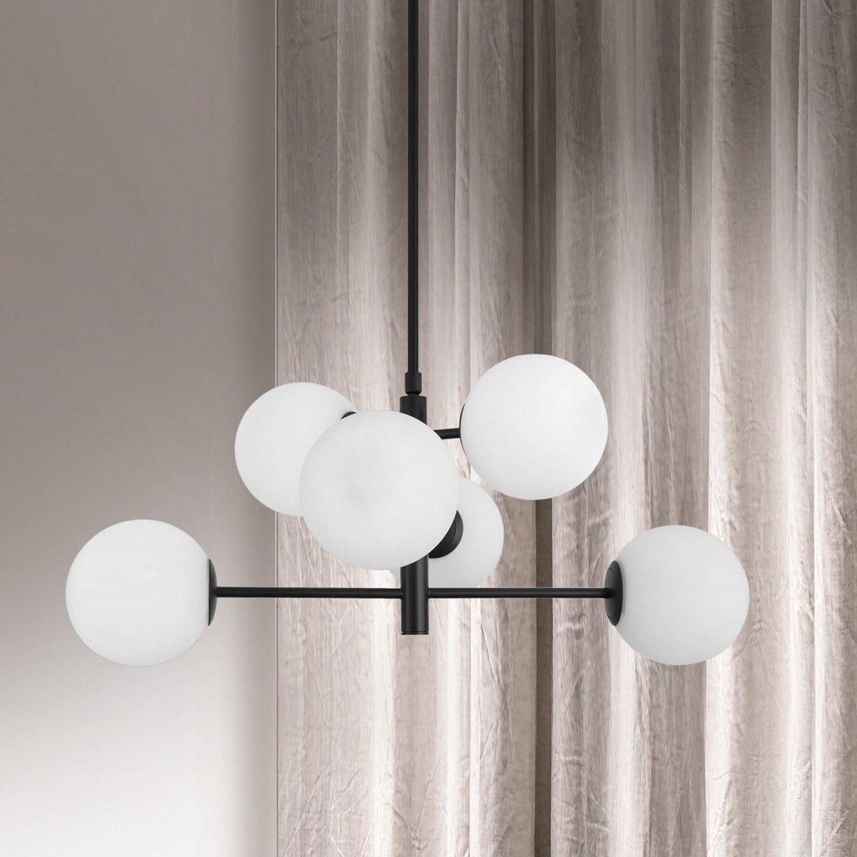 Nova Luce 9100361 IMPERO Pendelleuchte 6-flammig Schwarz Weiss E14