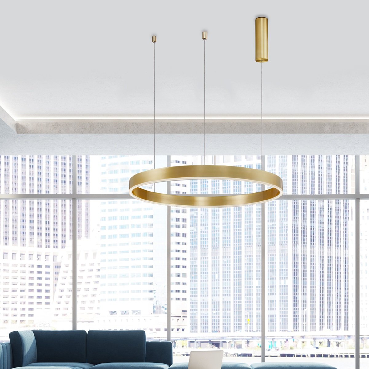 Nova Luce 9190648 MOTIF LED Pendelleuchte 80cm 3000K Messing Gold dimmbar