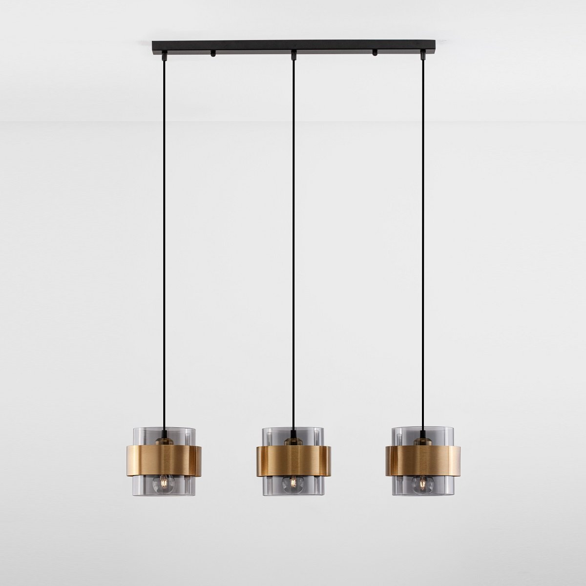 Nova Luce 9236382 SIANNA Pendelleuchte 3-flammig Gold Rauchglas Schwarz E27