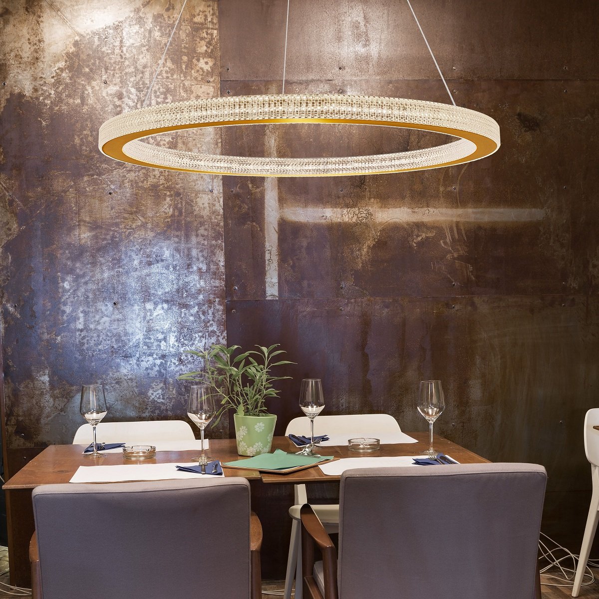 Nova Luce 9285810 FIORE LED Pendelleuchte 80cm 3000K Antik Gold dimmbar