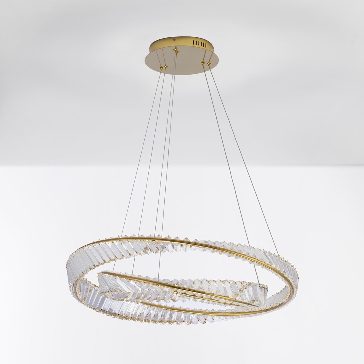 Nova Luce 9333063 AURELIA LED Pendelleuchte 2 Ringe 3500K Gold Kristall