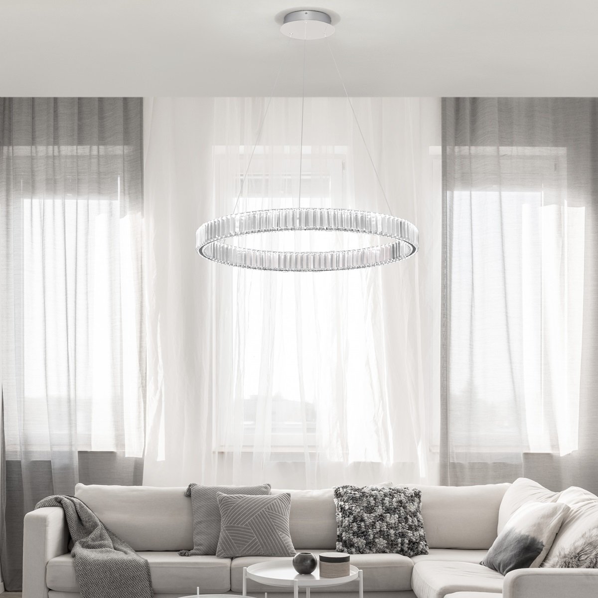 Nova Luce 9333067 AURELIA LED Pendelleuchte 80cm 3500K Chrom Kristall