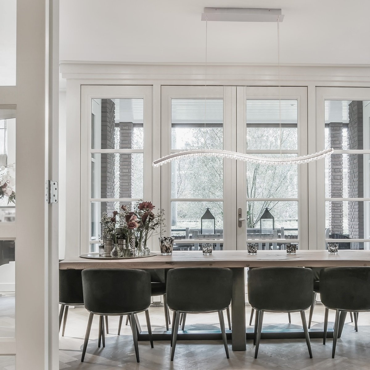 Nova Luce 9333070 AURELIA LED Pendelleuchte 100cm 3500K Chrom Kristall