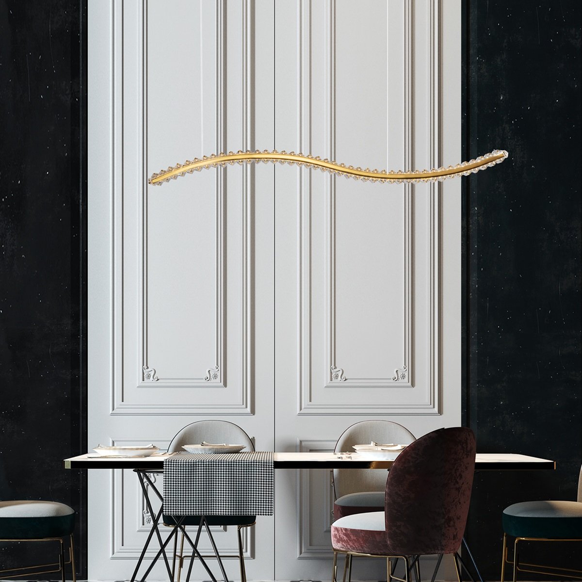 Nova Luce 9333078 AURELIA LED Pendelleuchte 100cm 3500K Gold Kristall