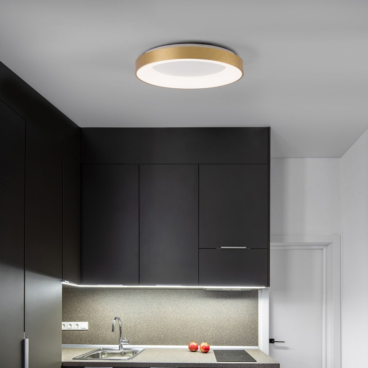 Nova Luce 9353854 RANDO THIN LED Deckenleuchte 60cm 3000K Gold geb�rstet dimmbar