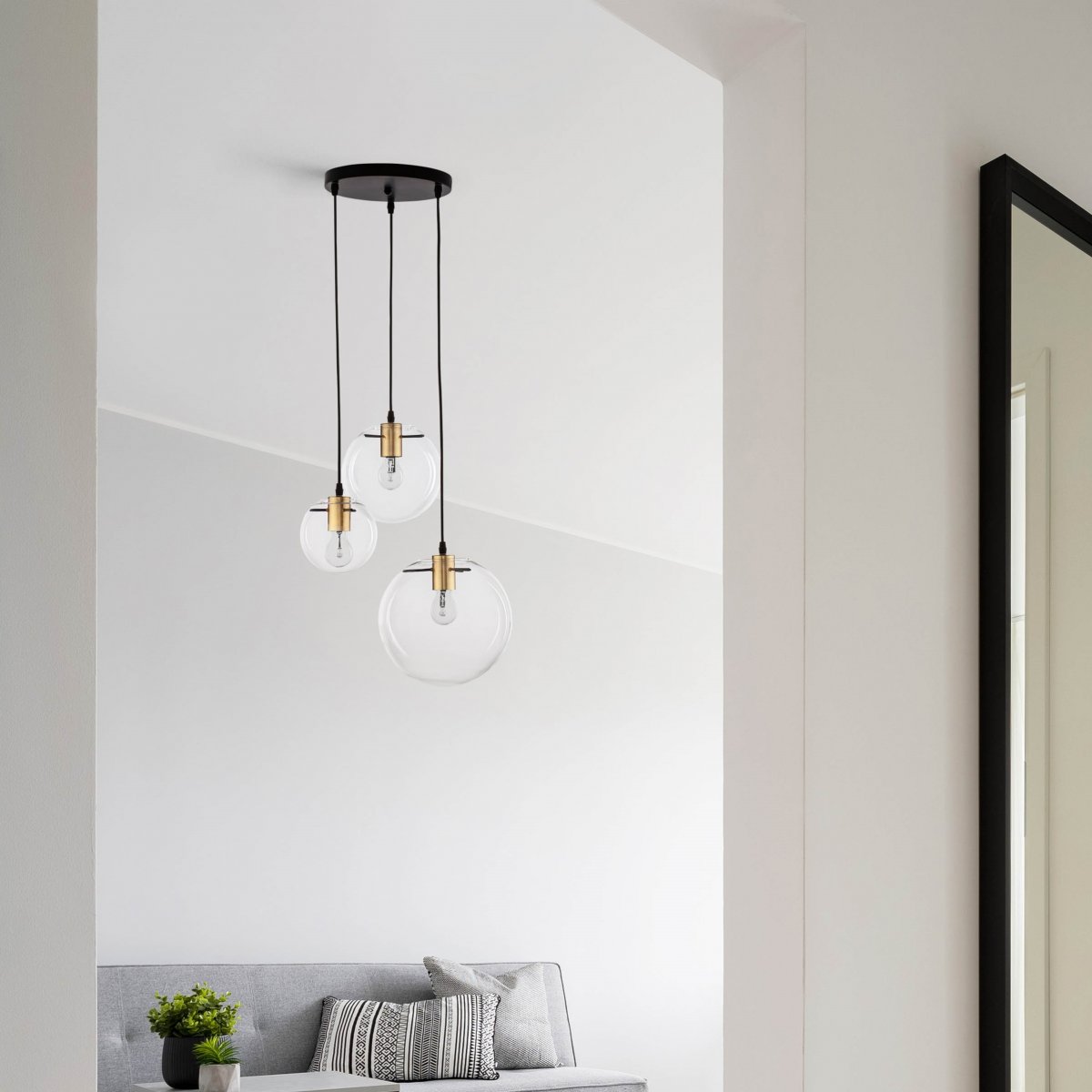 Nova Luce 9416933 MIRALE Pendelleuchte 3-flammig Schwarz Gold Transparent E27