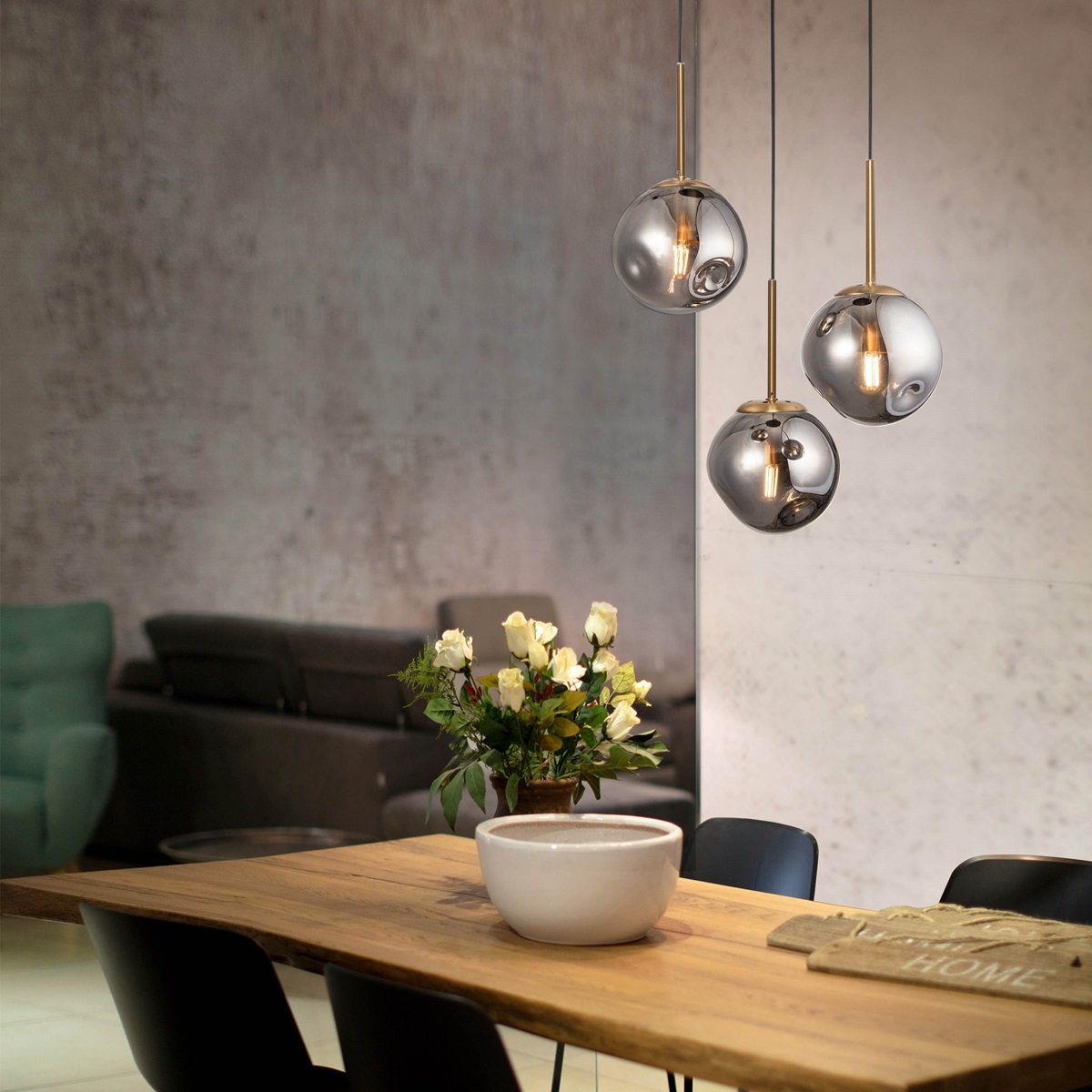Nova Luce 9426753 SPADA Pendelleuchte 3-flammig Gold Schwarz Rauchiggrau E27