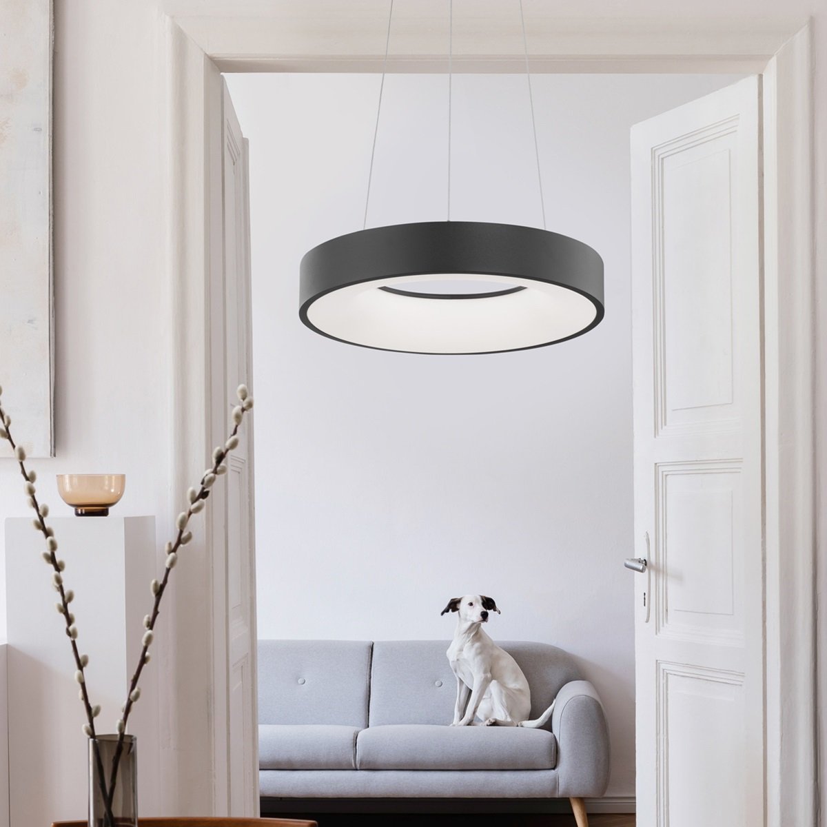 Nova Luce 9453431 RANDO THIN LED Pendelleuchte 38cm 3000K Schwarz dimmbar