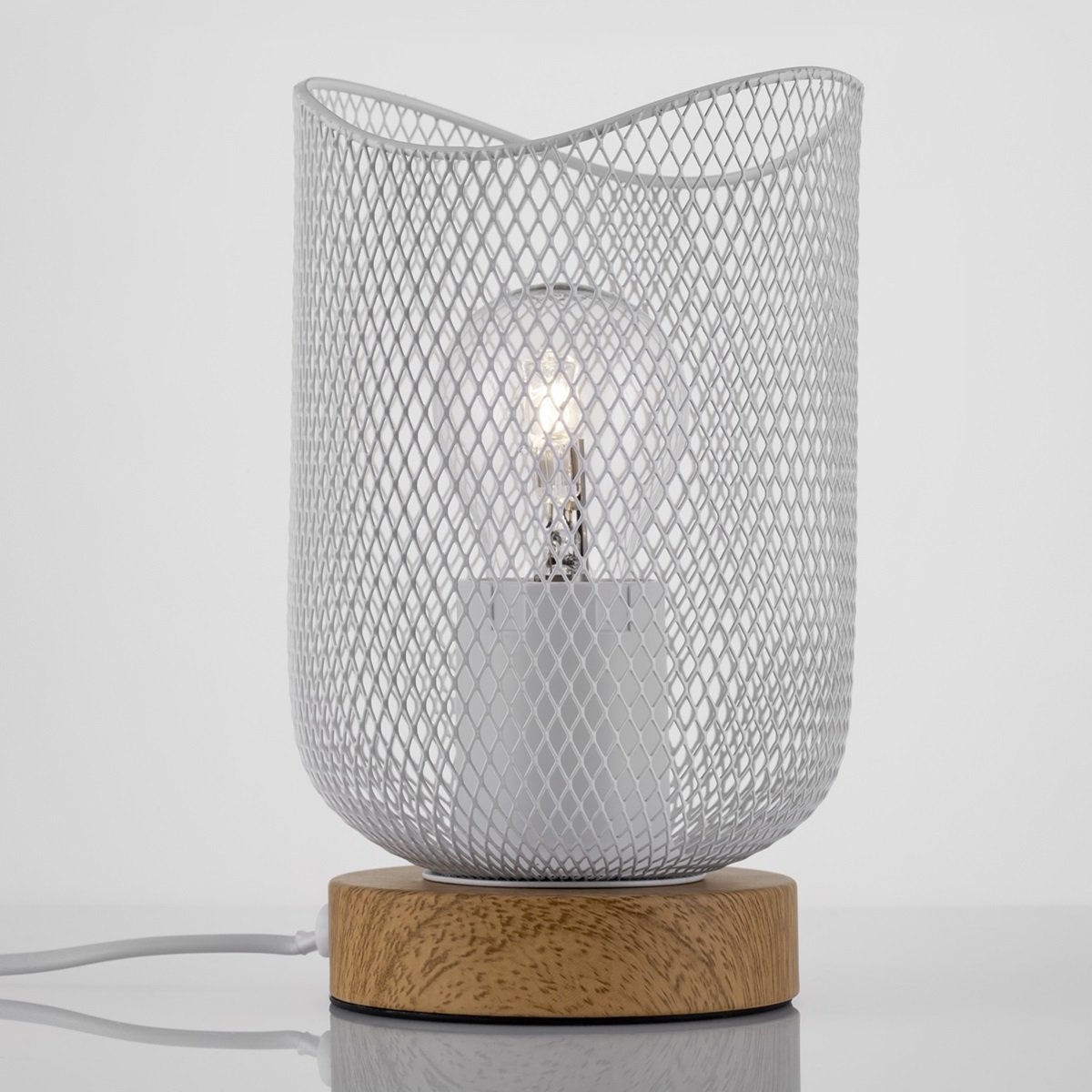 Nova Luce 9555800 LYRON Tischleuchte Naturholz Weiss E27