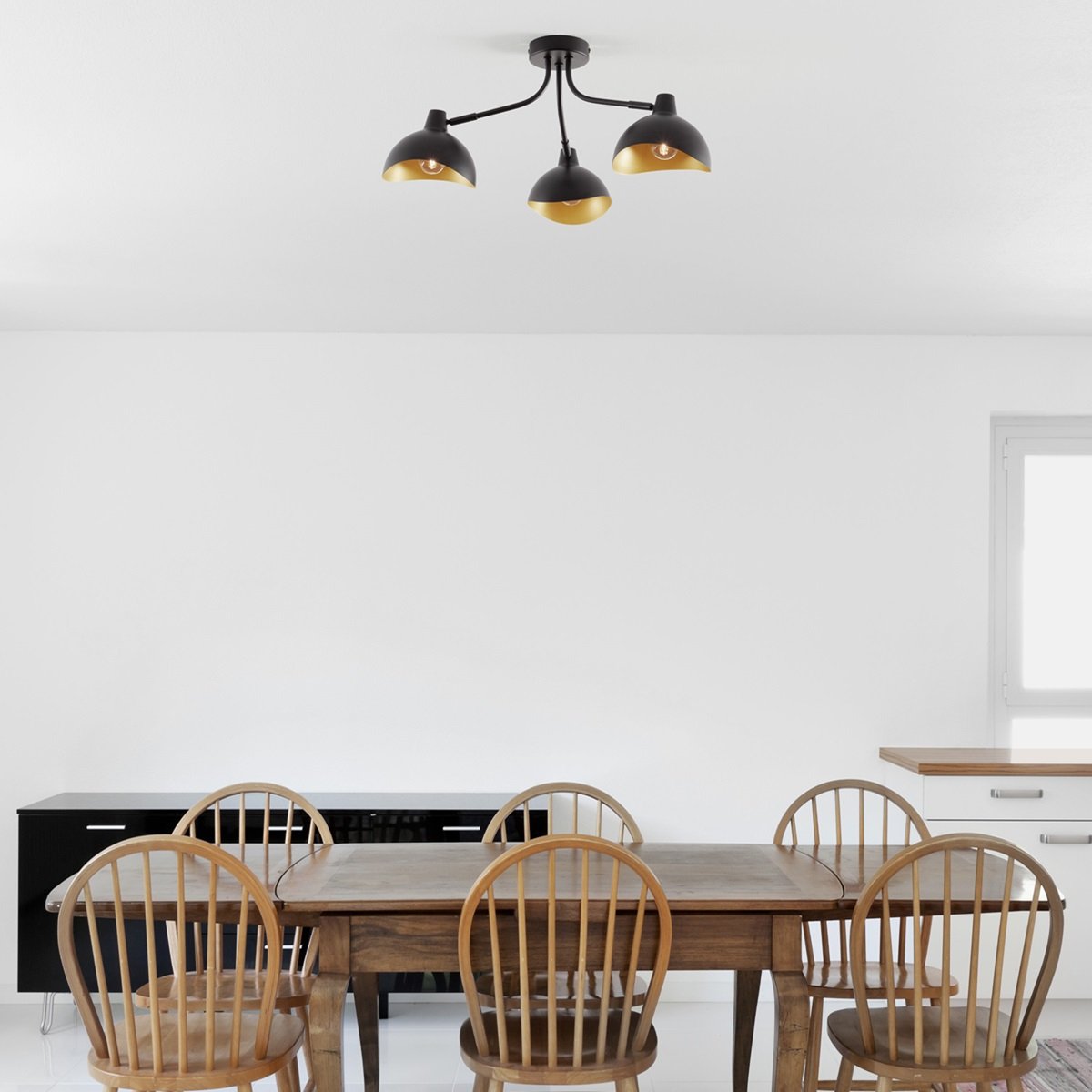 Nova Luce 9555807 GETI Deckenleuchte mit Leuchtenarm 3-flammig Schwarz Gold E14