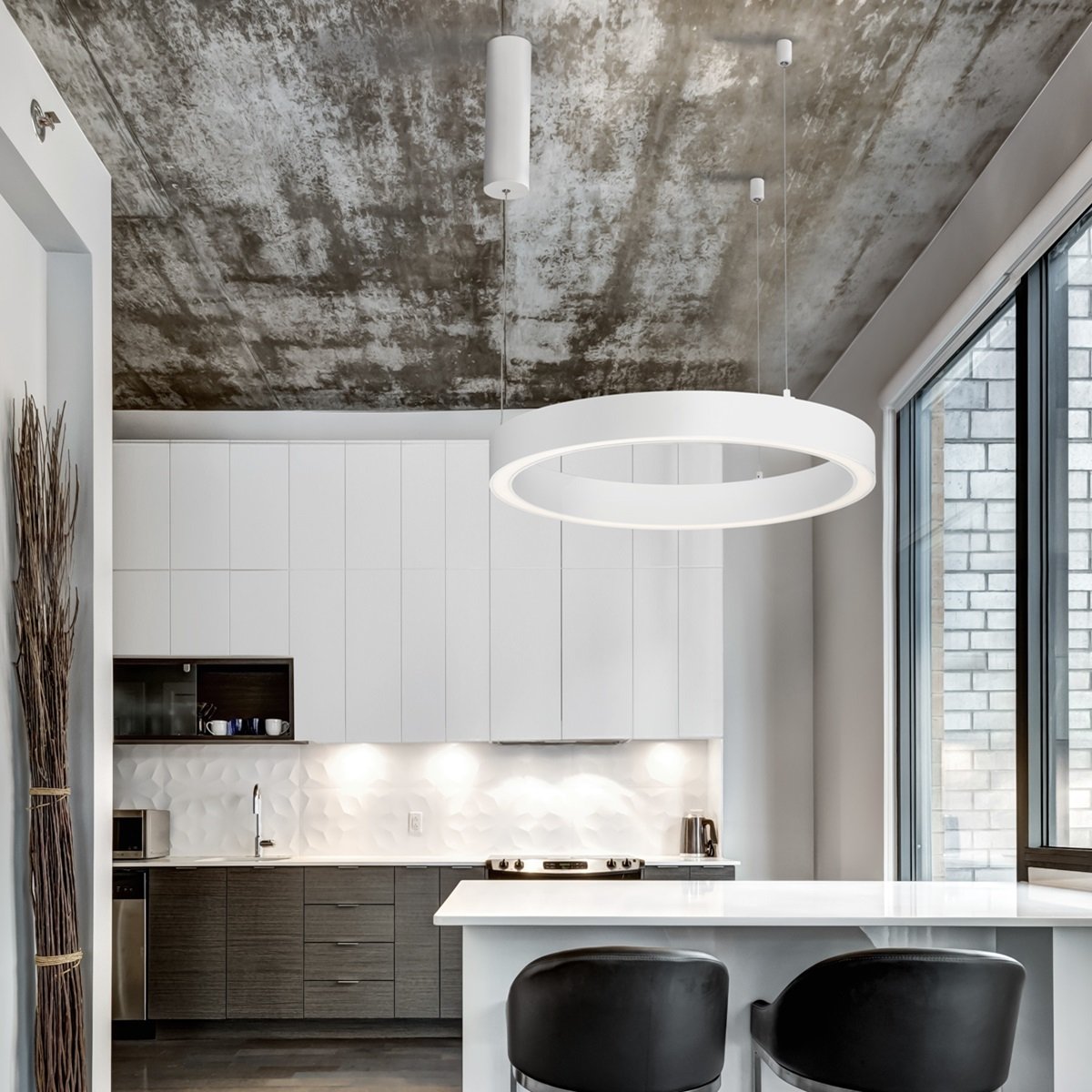 Nova Luce 9558600 STING LED Pendelleuchte 60cm 3000K Weiss dimmbar