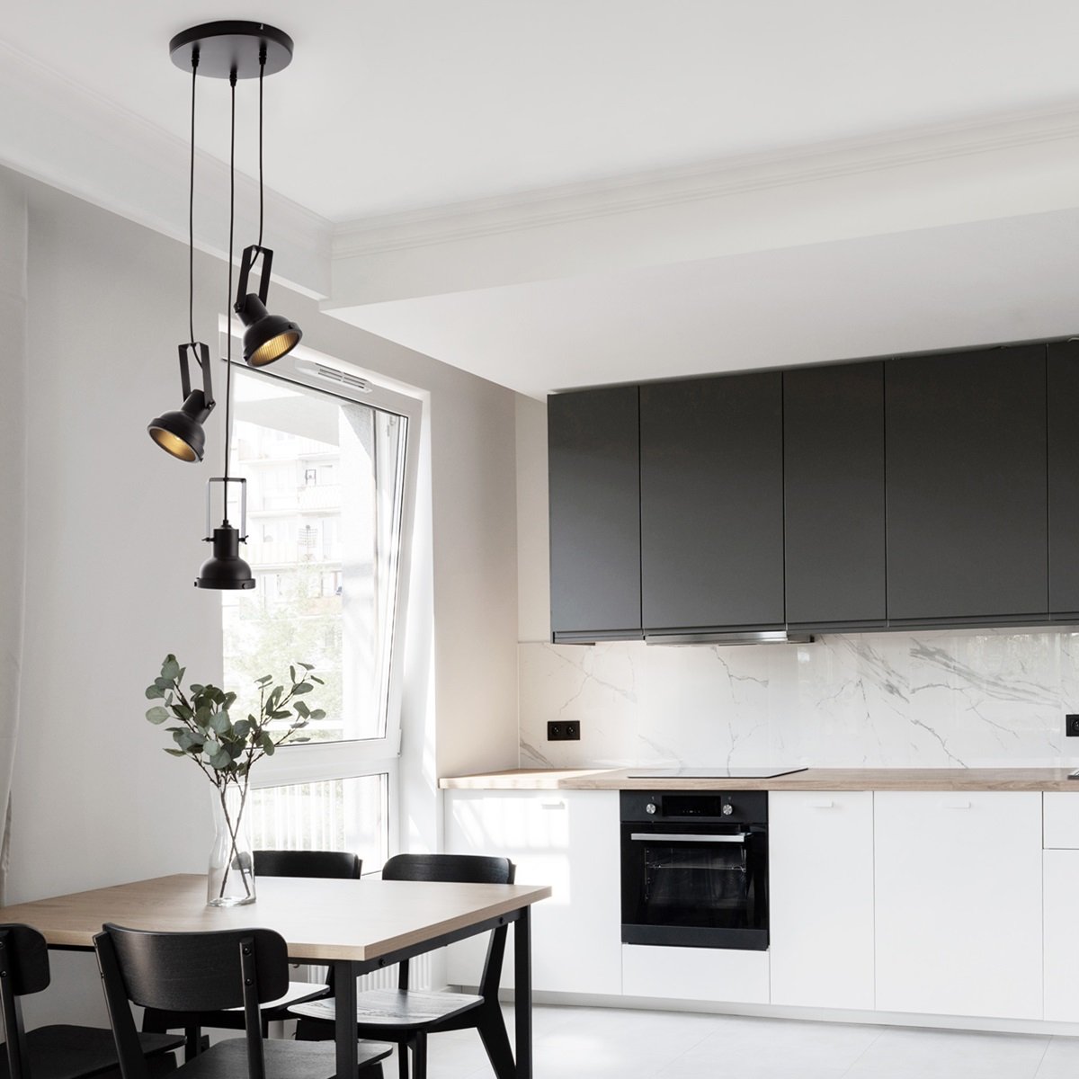 Nova Luce 9624101 RUVI Pendelleuchte 3-flammig Schwarz E14