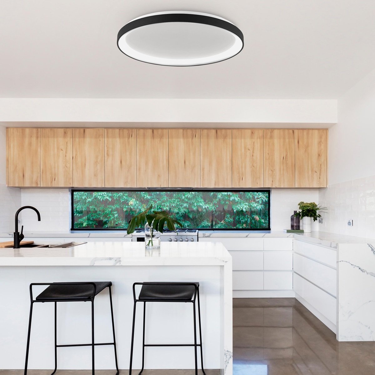 Nova Luce 9853676 PERTINO LED Deckenleuchte 58cm 3000K Schwarz dimmbar