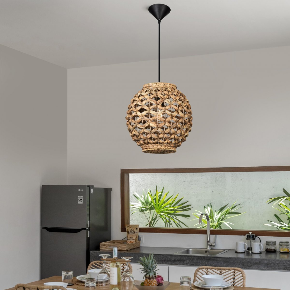 Nova Luce 9858720 GRIFFIN Pendelleuchte 30,5cm Natur E27