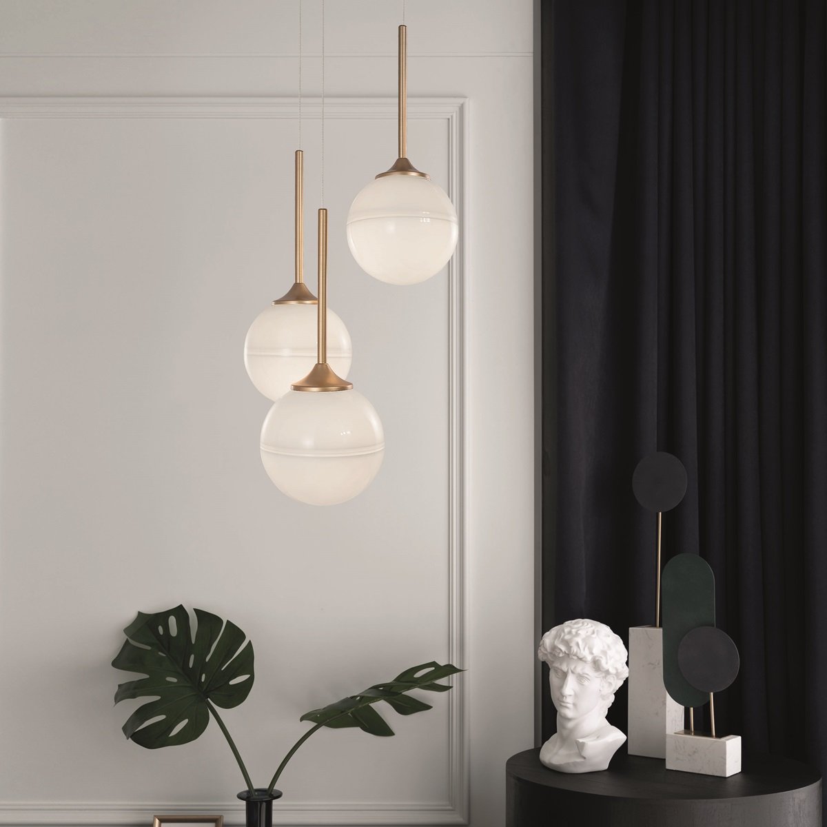 Nova Luce 9960613 CANTONA Pendelleuchte 3-flammig Gold Weiss G9