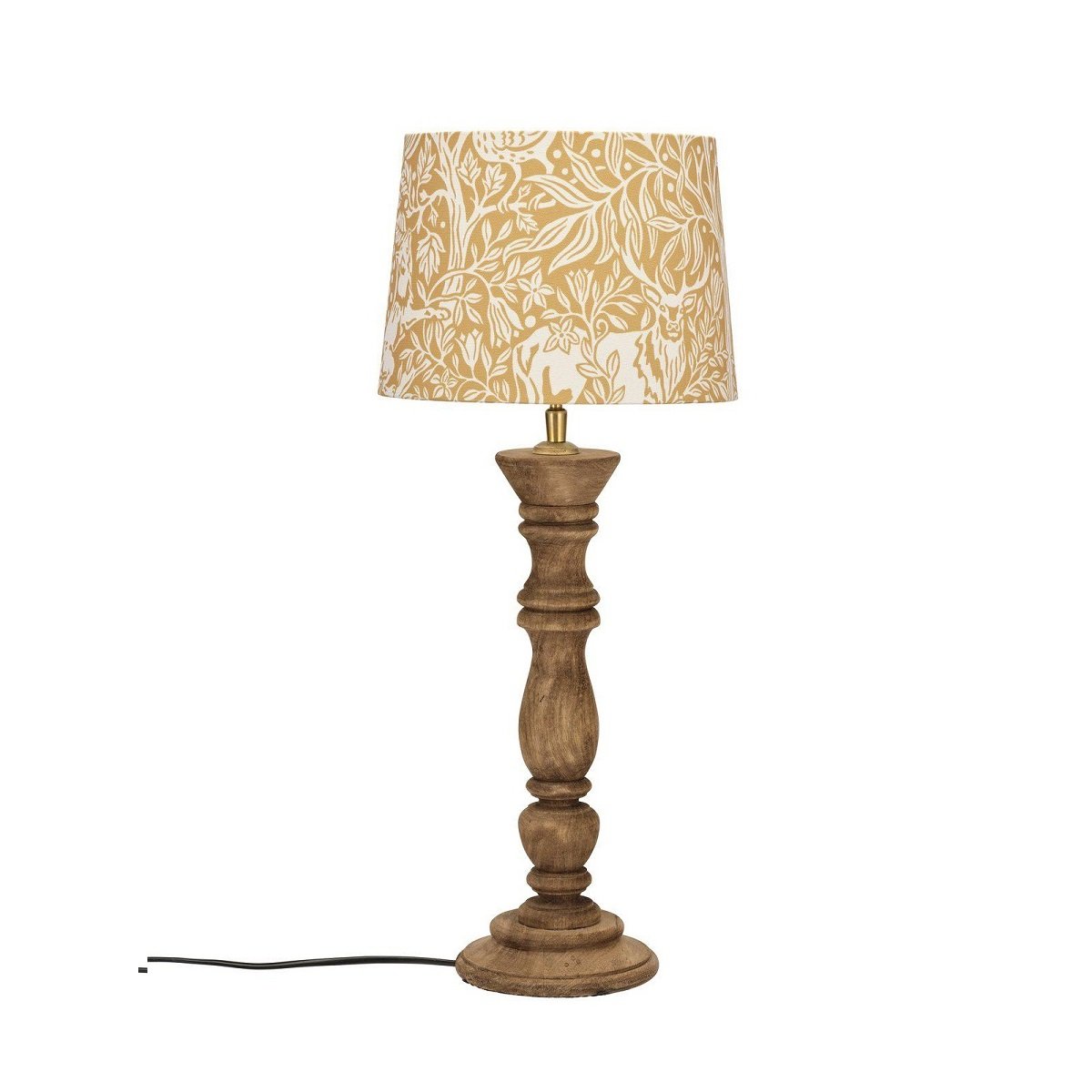 PR Home 1304608-2048 Tischleuchte Lodge Holz Schirm Gelb 59cm E27