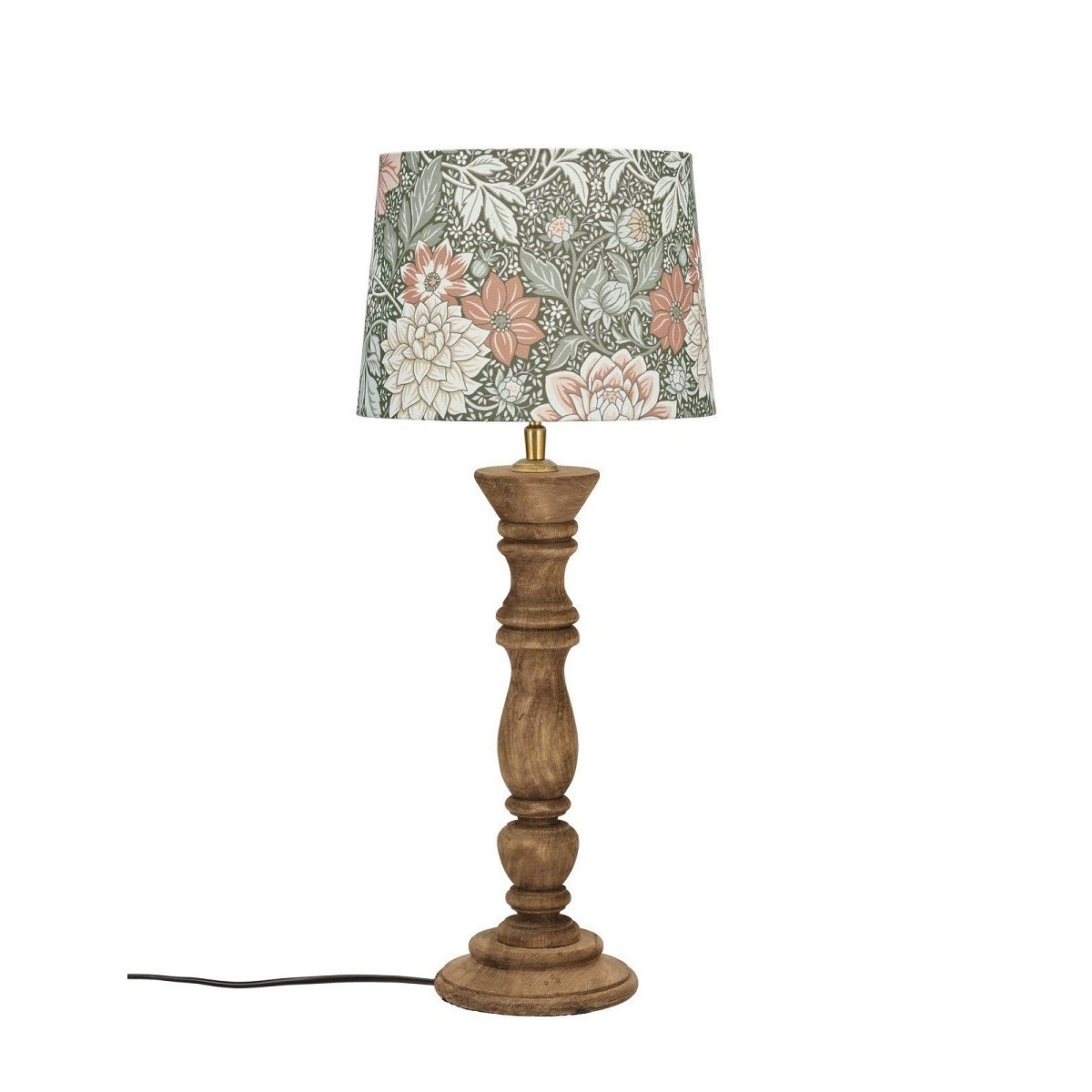 PR Home 1304608-7666 Tischleuchte Lodge Holz Schirm Gr�n 59cm E27