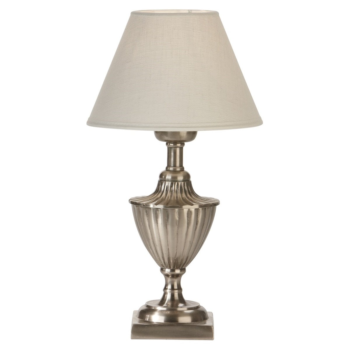PR Home 281361316-166 Tischleuchte Pollino antikes Silber Lampenschirm cremewei� 33cm
