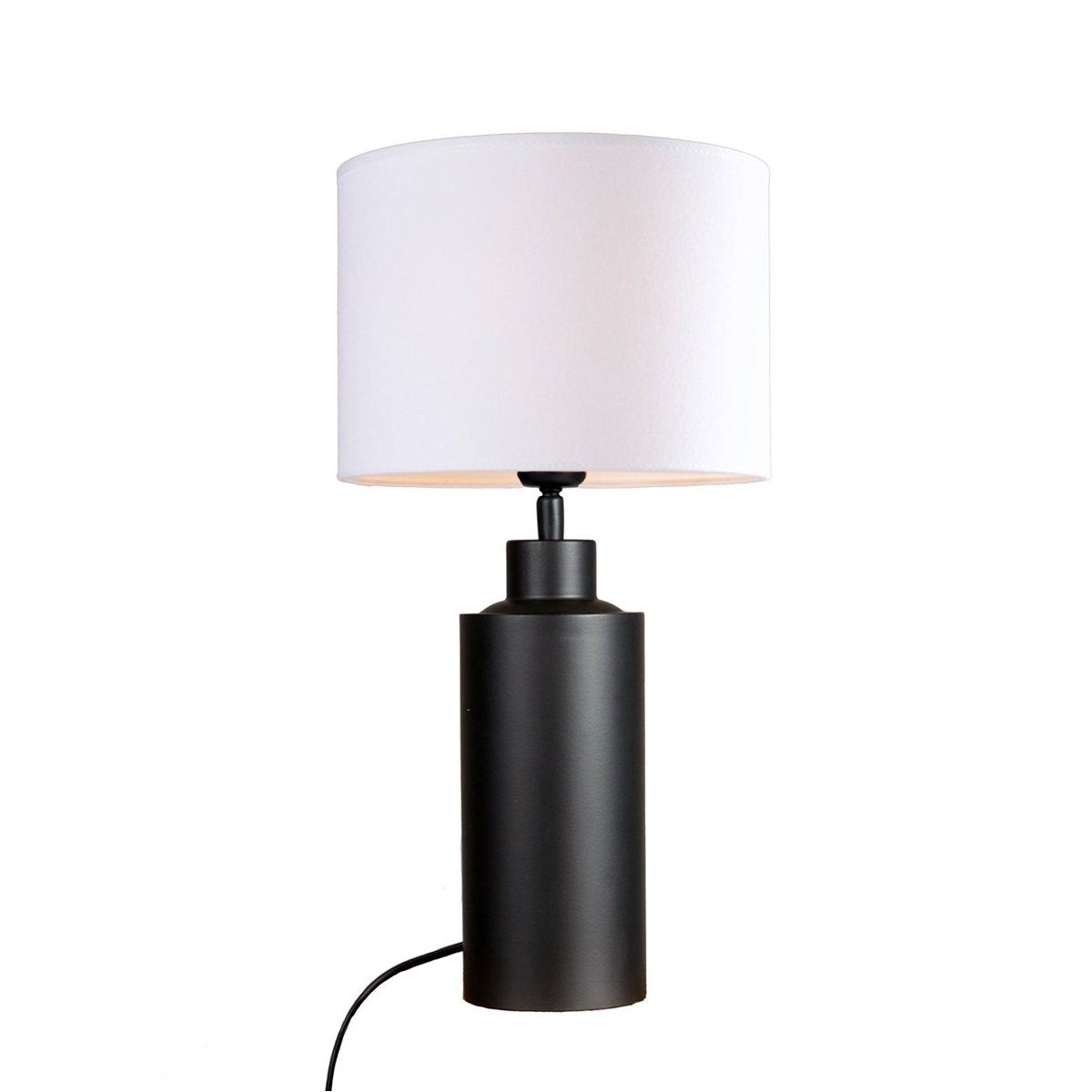 PR Home 4163203-FR01 Tischleuchte Solo Schwarz Matt Stoffschirm Wei� 55cm