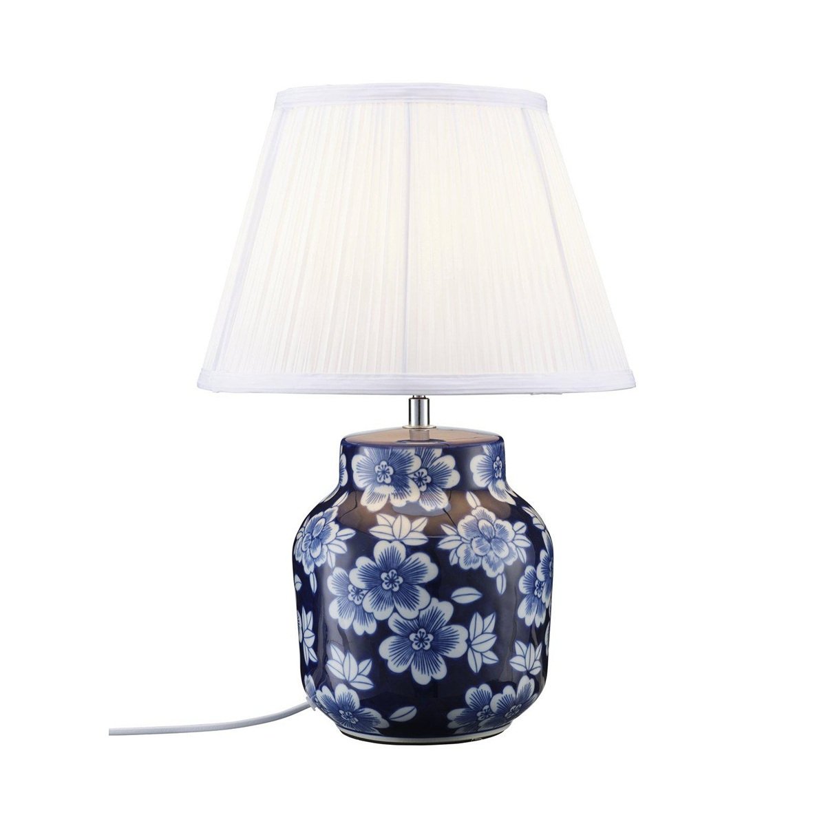 PR Home 4604717 Tischleuchte Fanny Blau Stoffschirm Wei� 47cm