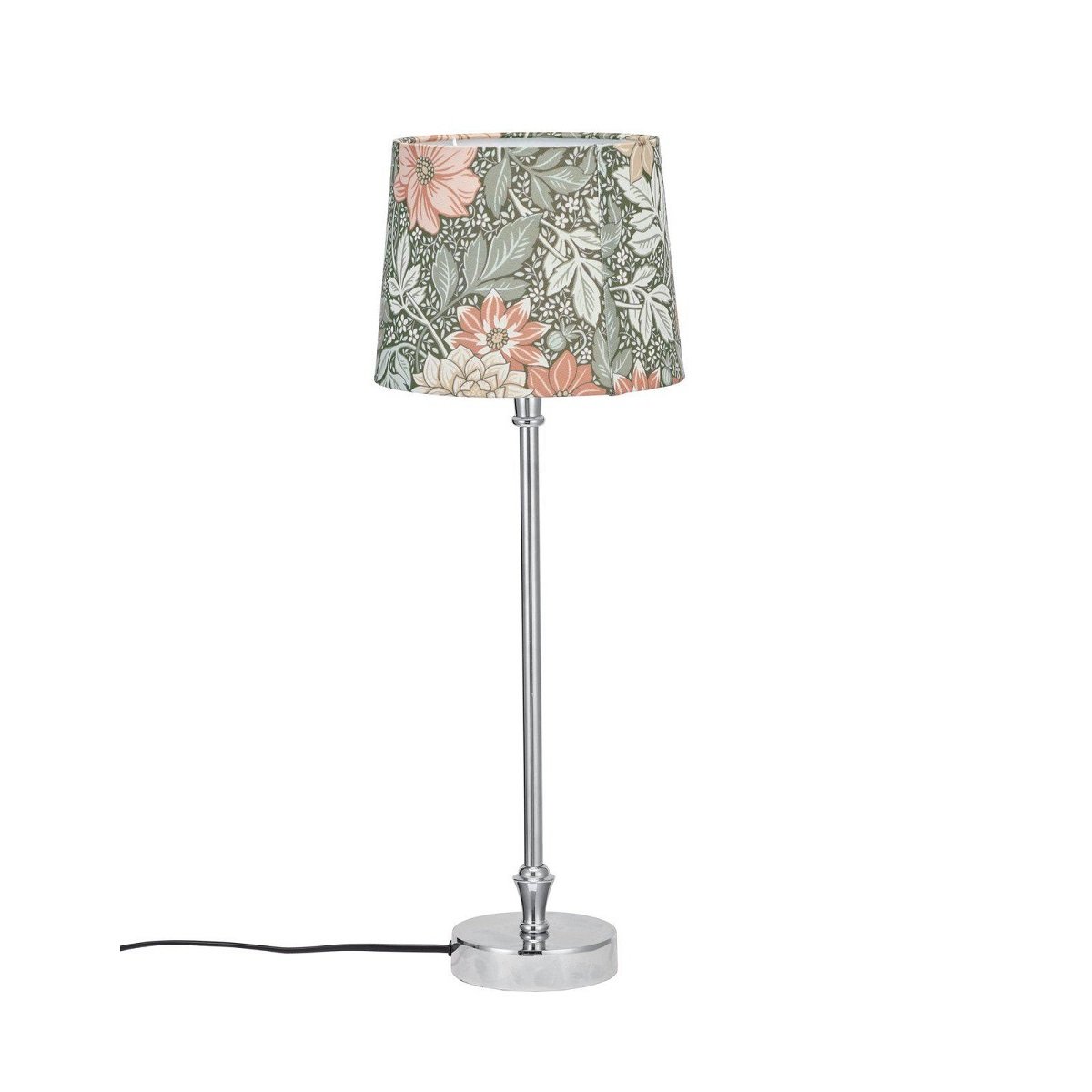 PR Home 71001-7666 Tischleuchte Liam silber Stoffschirm Dahlia Gr�n 59cm