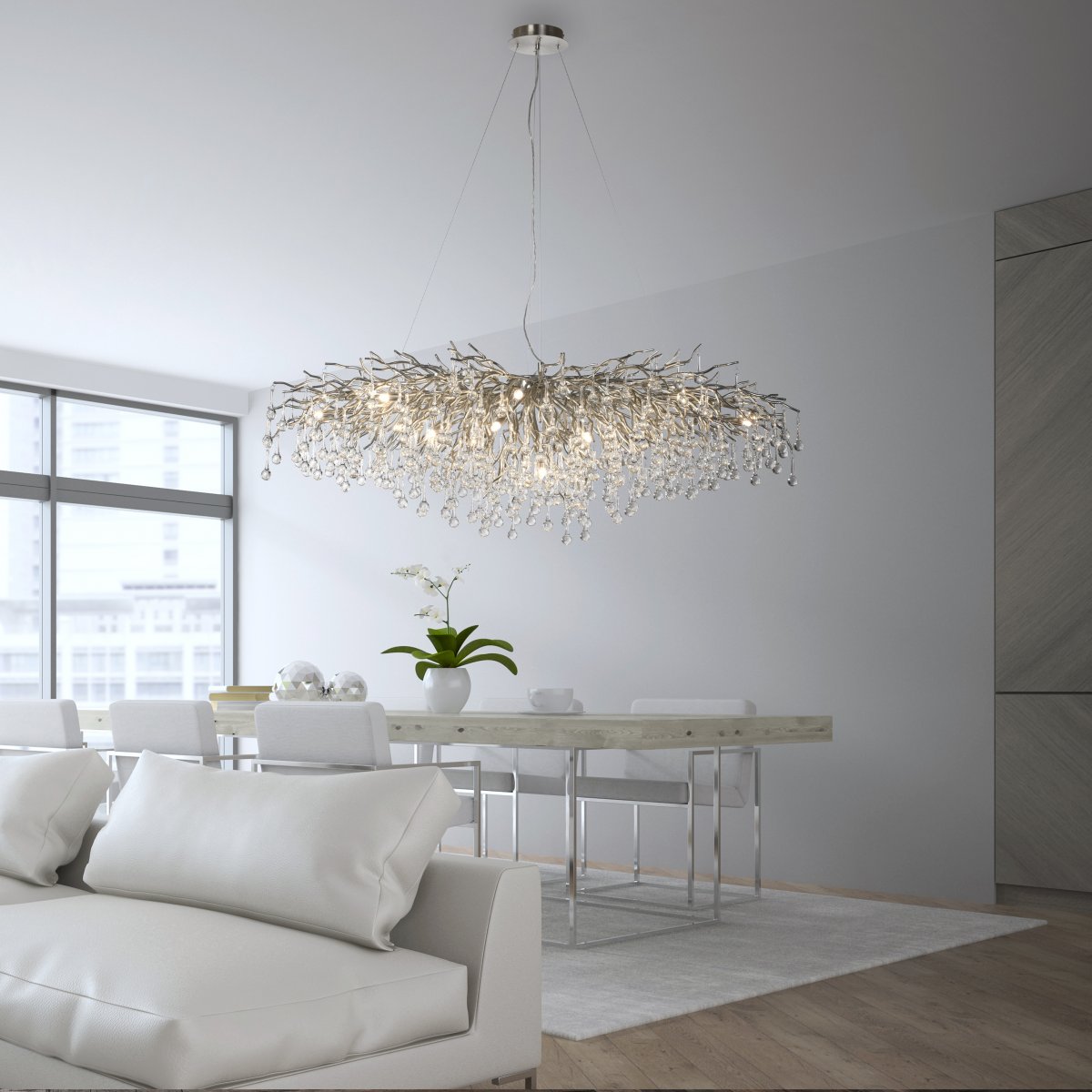 Paul Neuhaus 2031-55 ICICLE Kronleuchter stahl silber 15-flammig G9