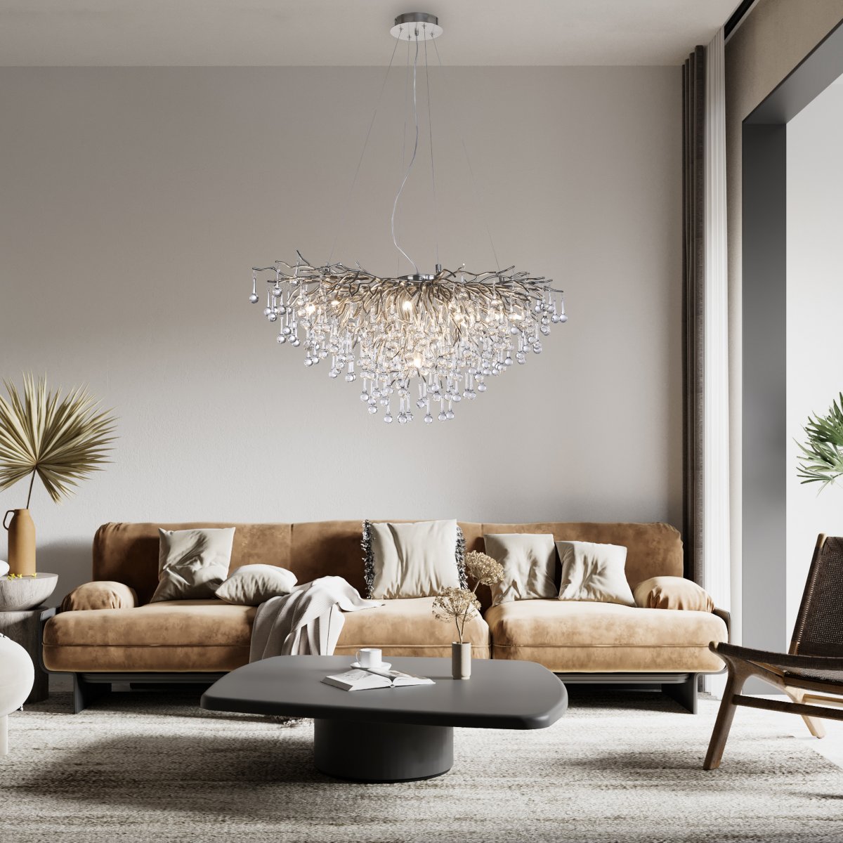 Paul Neuhaus 2192-55 ICICLE Kronleuchter stahl silber 10-flammig G9