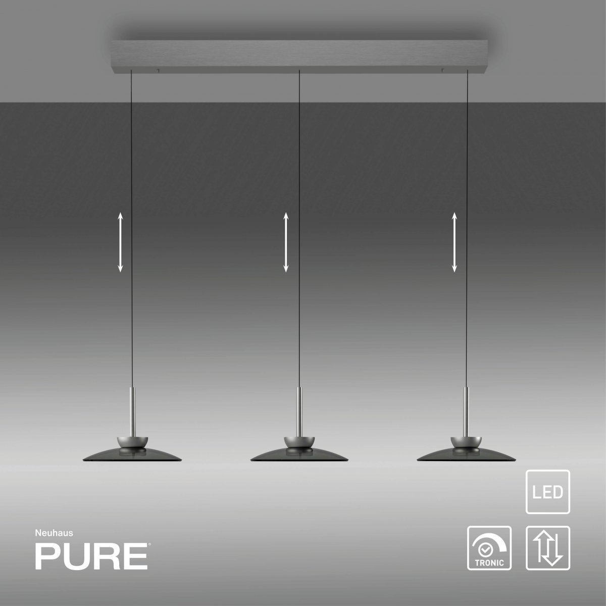 Paul Neuhaus 2193-15 PURE Moon LED Pendelleuchte platin grau 3-flammig