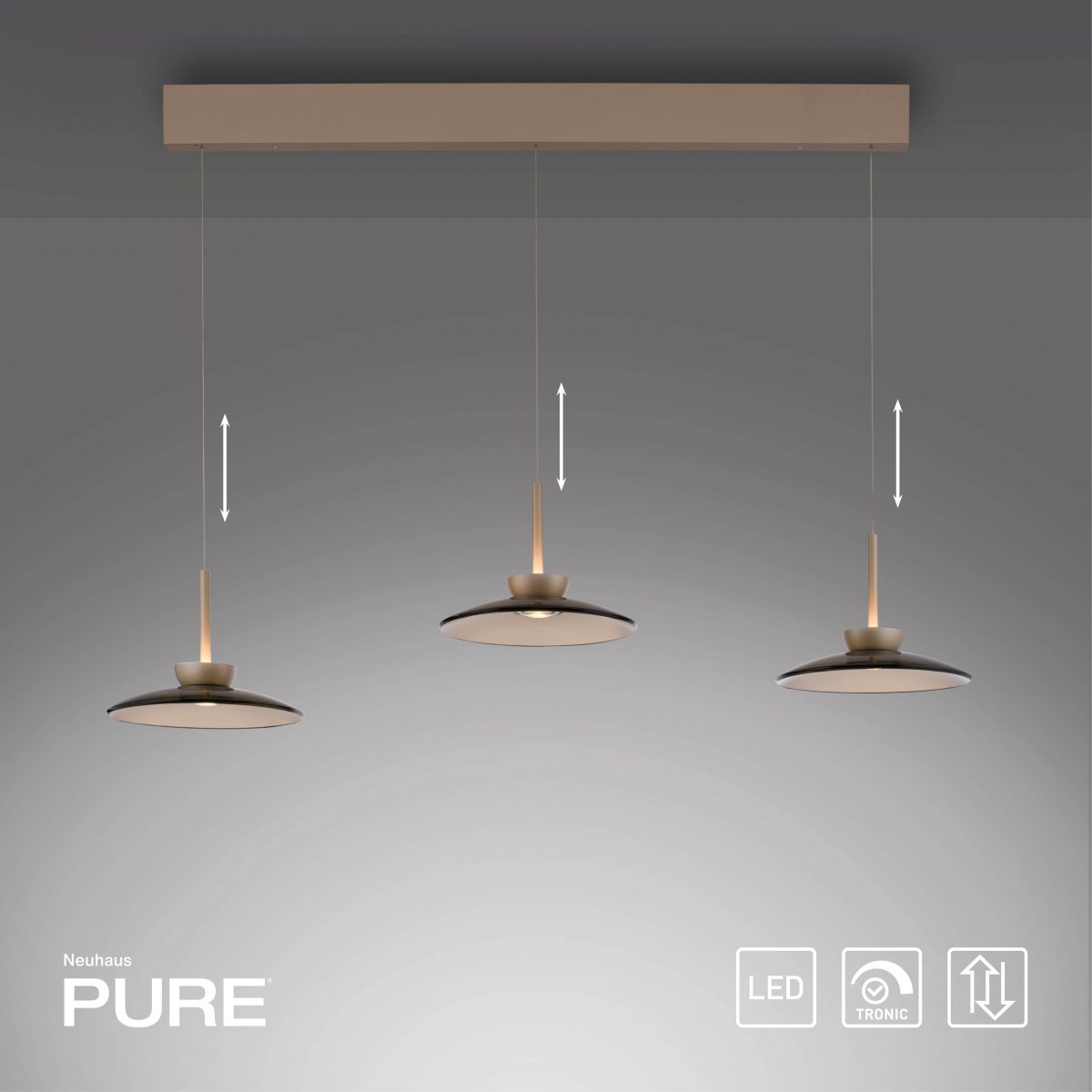 Paul Neuhaus 2193-97 PURE Moon LED Pendelleuchte bronce 3-flammig