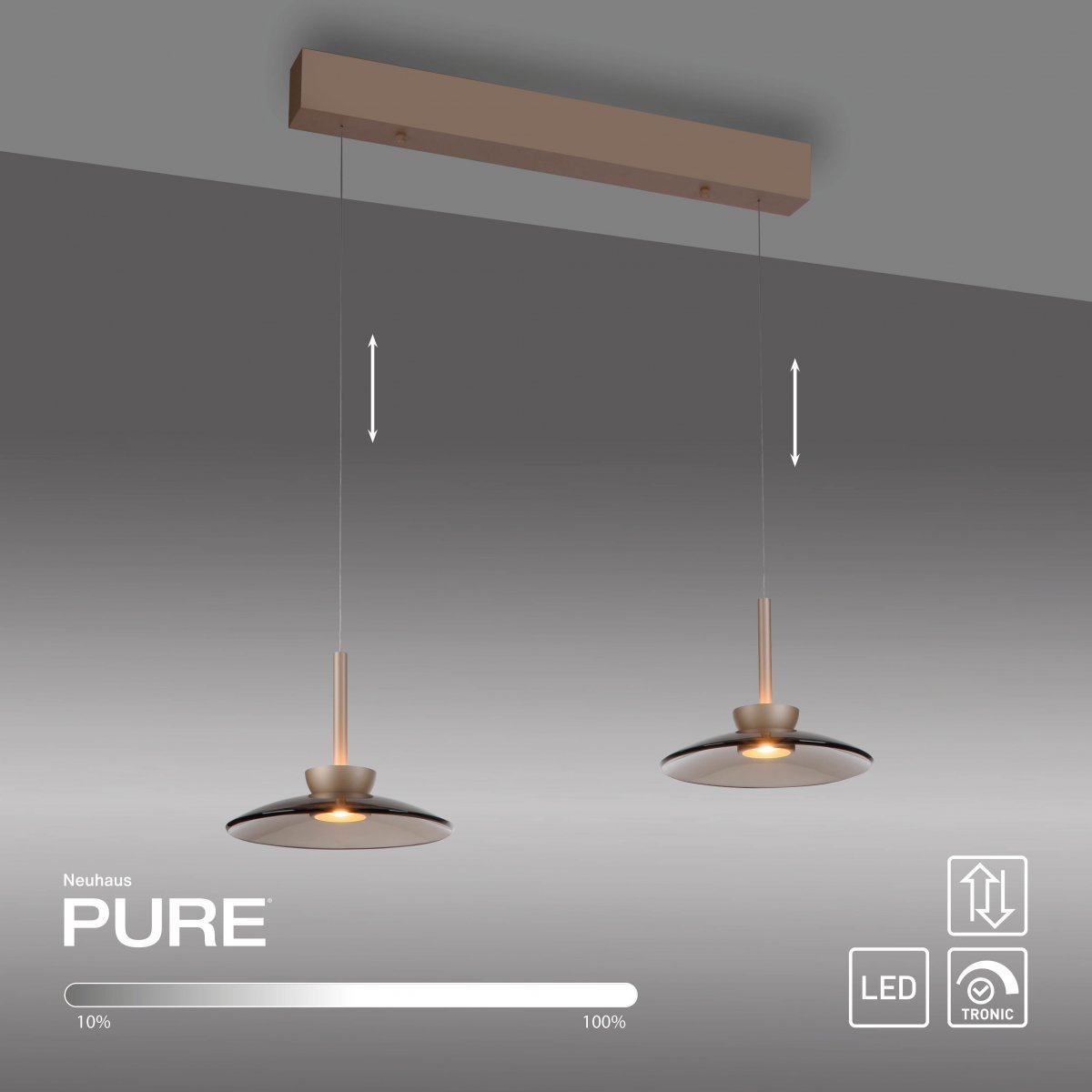 Paul Neuhaus 2194-97 PURE Moon Pendelleuchte bronce 2-flammig