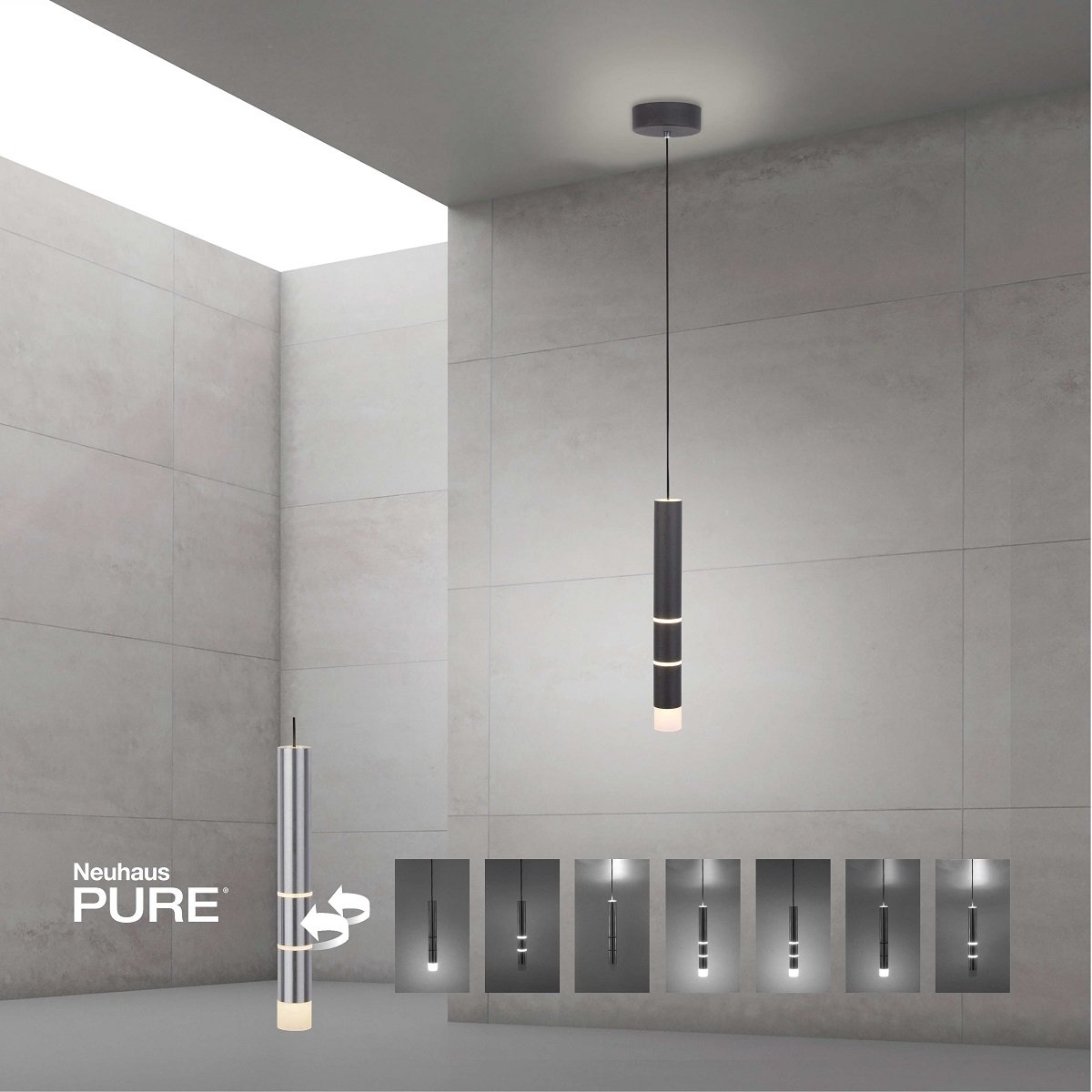 Paul Neuhaus 2211-18 PURE VEGA LED Pendelleuchte schwarz getrennt schaltbar