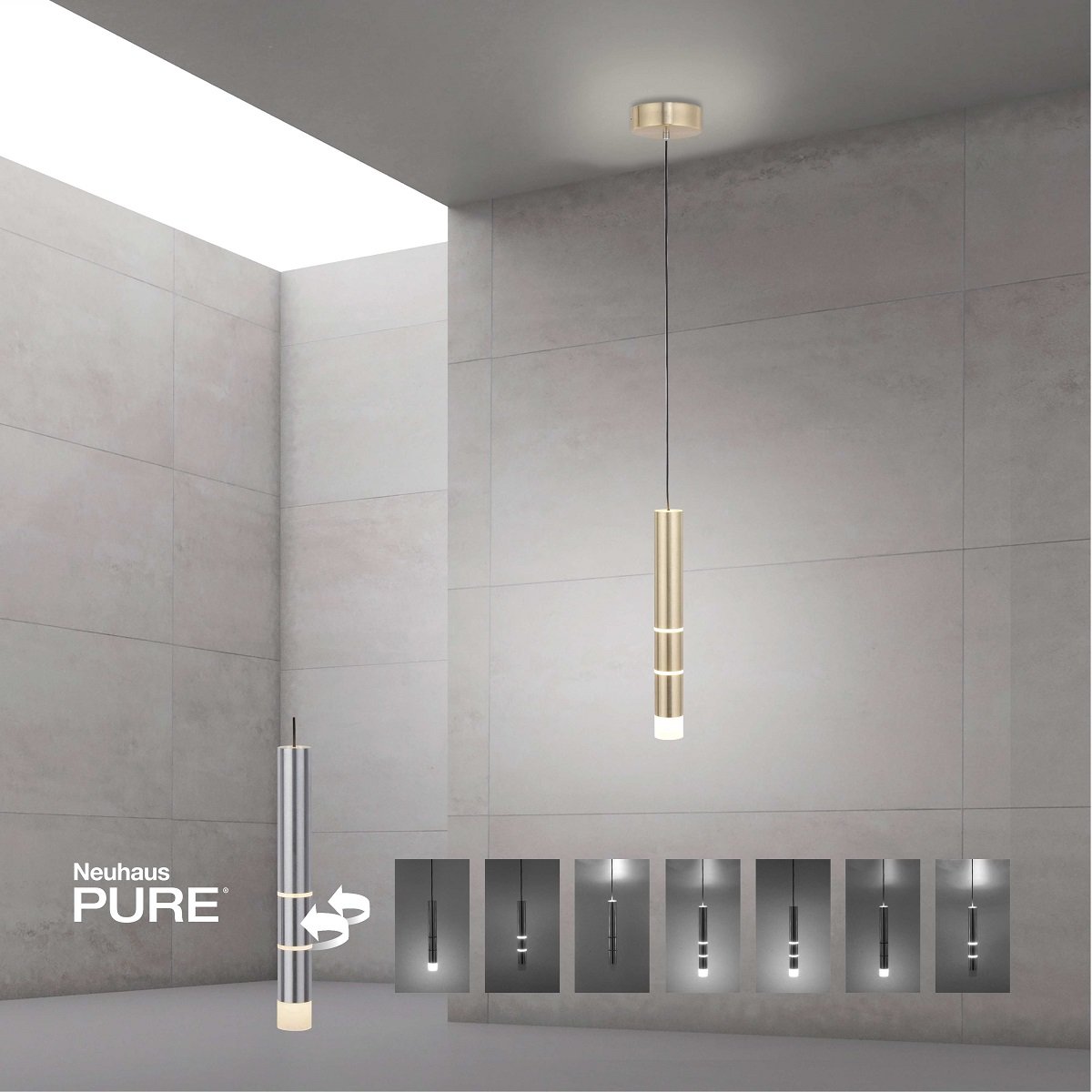 Paul Neuhaus 2211-60 PURE-VEGA LED Pendelleuchte messing matt getrennt schaltbar