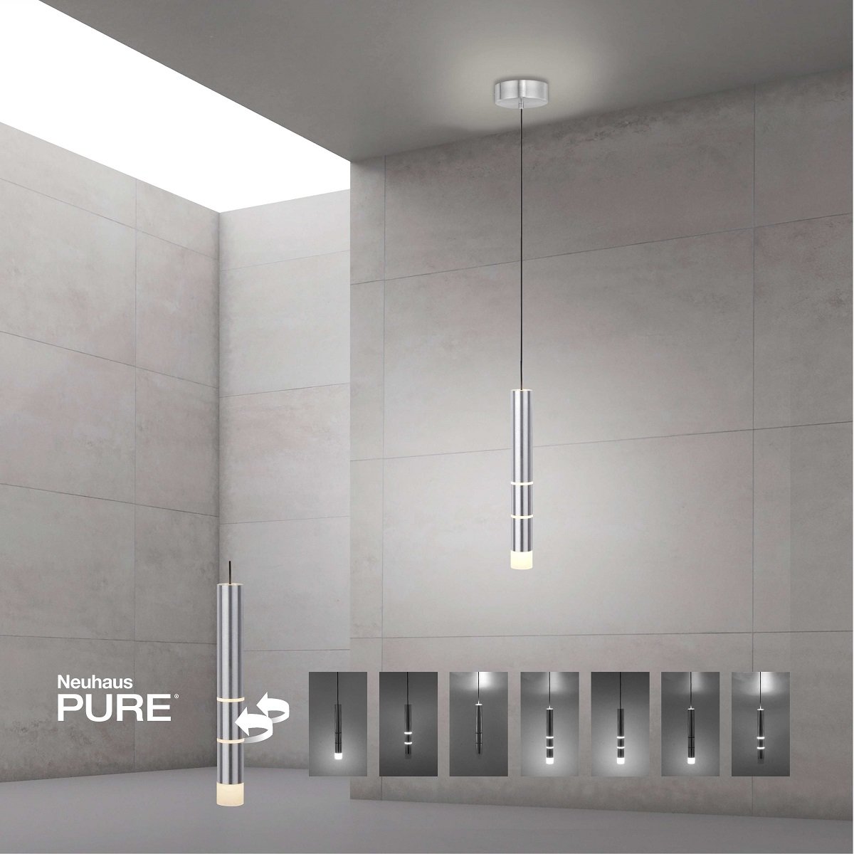 Paul Neuhaus 2211-95 PURE-VEGA LED Pendelleuchte aluminium getrennt schaltbar