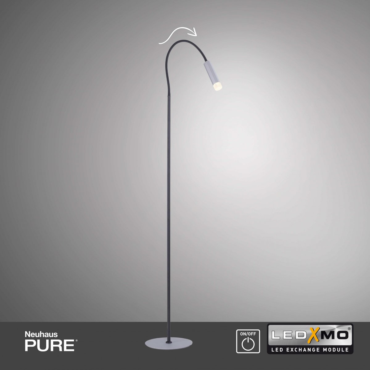 Paul Neuhaus 238-95 PURE-GEMIN LED-XMO Stehleuchte aluminium mit Schalter