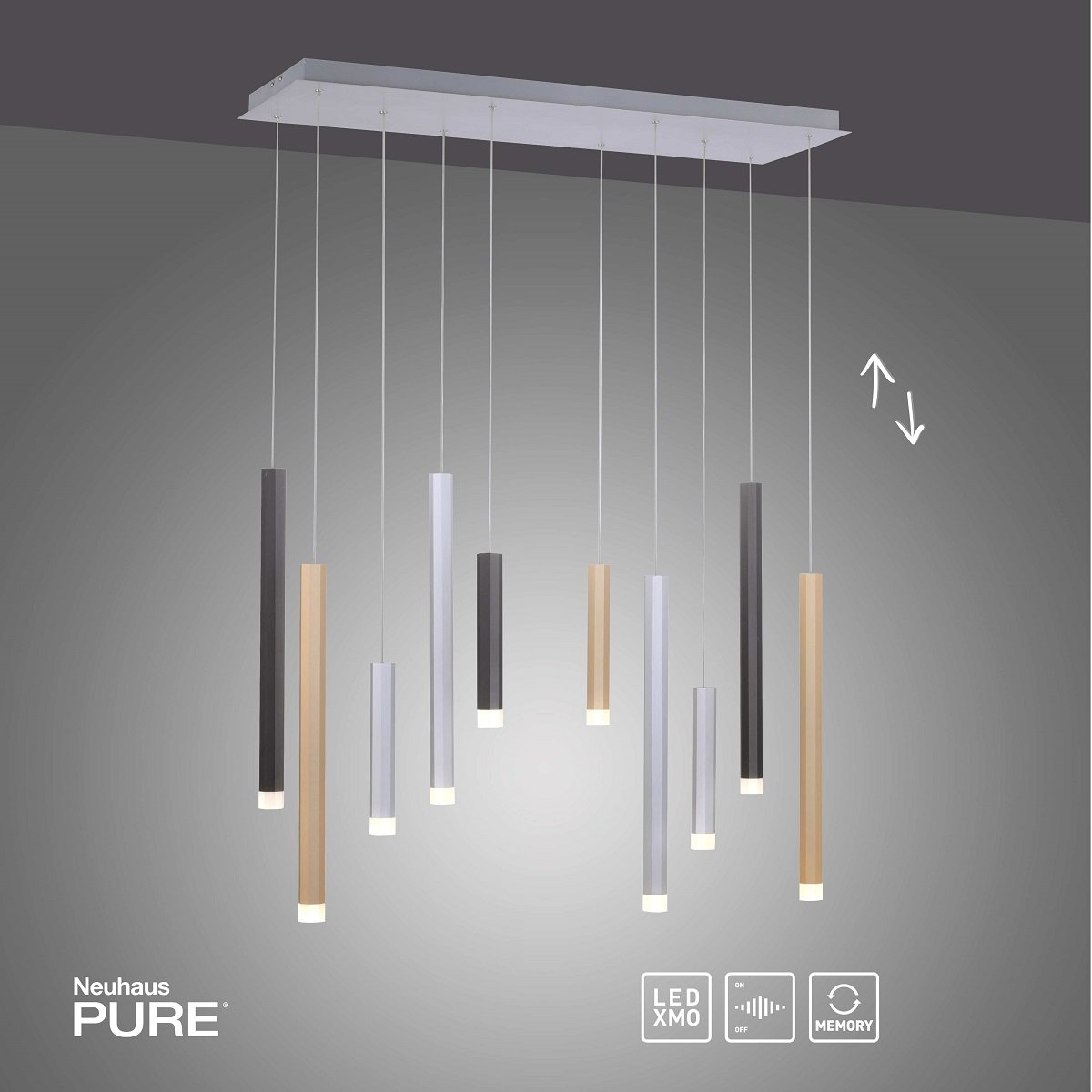 Paul Neuhaus 2528-95 PURE-GEMIN LED-XMO Pendelleuchte aluminium 10-flammig