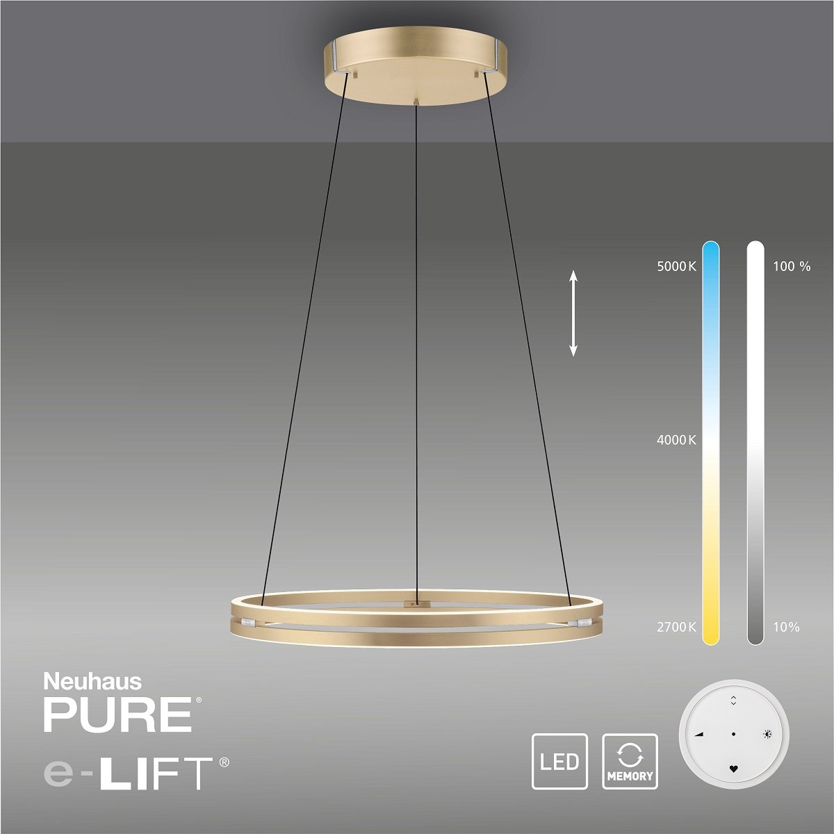 Paul Neuhaus 2551-60 PURE-E-LOOP LED Pendelleuchte ivory gold elektrisch
