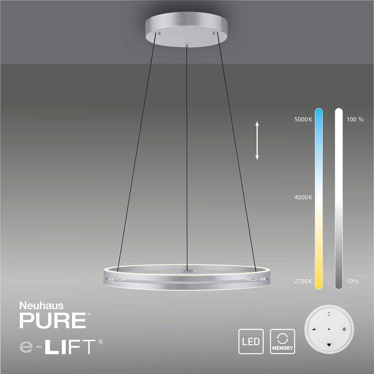 Paul Neuhaus 2551-95 PURE-E-LOOP LED Pendelleuchte stone (alu) elektrisch