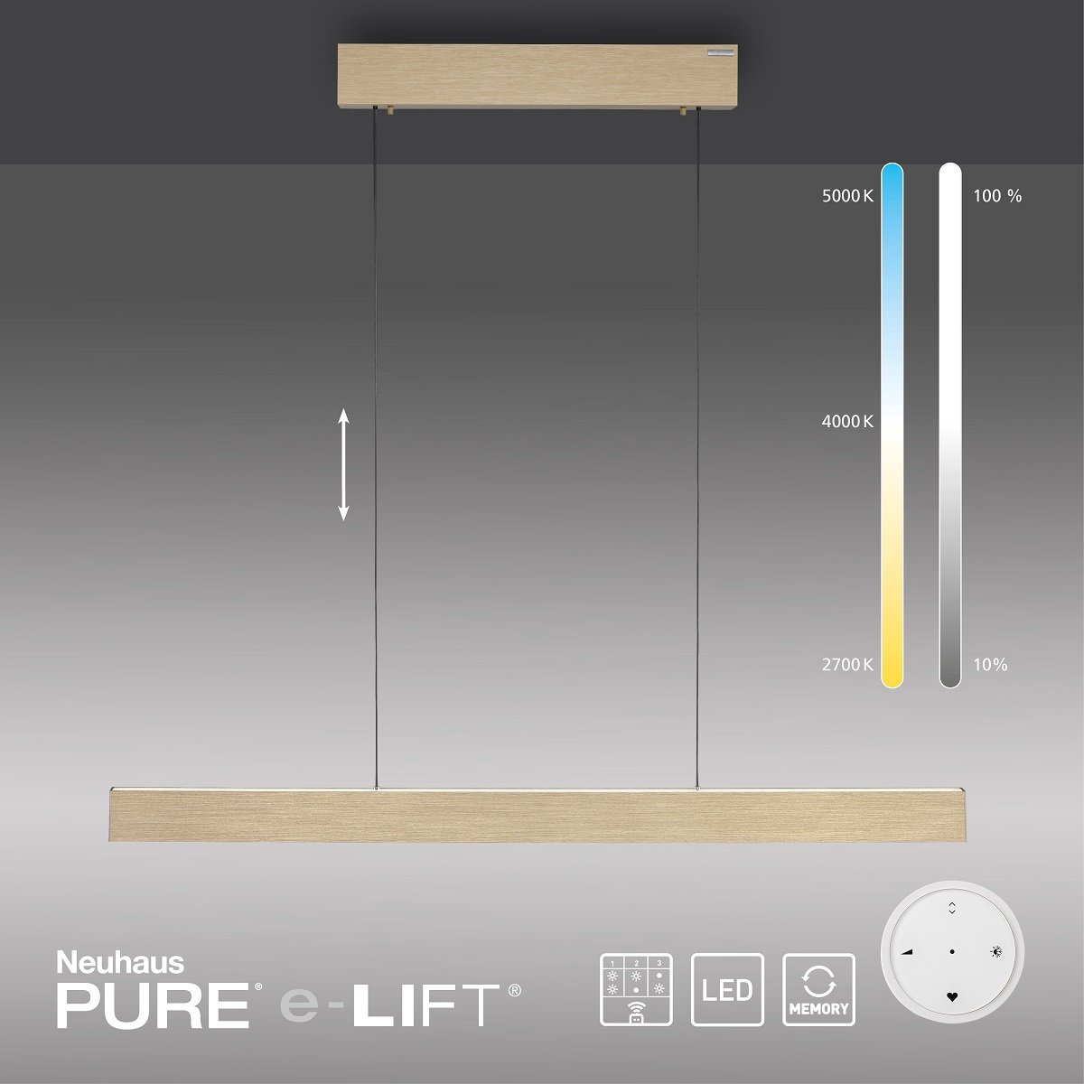 Paul Neuhaus 2570-60 PURE E-MOTION LED Pendelleuchte imperial gold h�henverstellbar