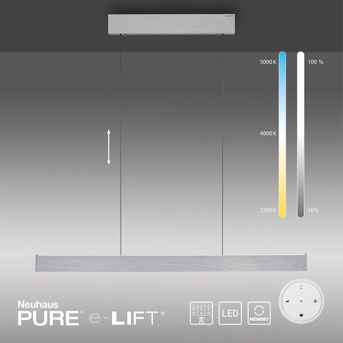 Paul Neuhaus 2570-95 PURE E-MOTION LED Pendelleuchte diamond (alu) h�henverstellbar