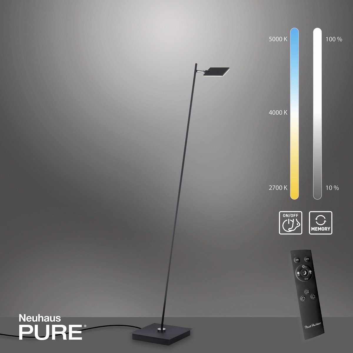 Paul Neuhaus 356-18 PURE-MIRA LED Stehleuchte black pearl CCT