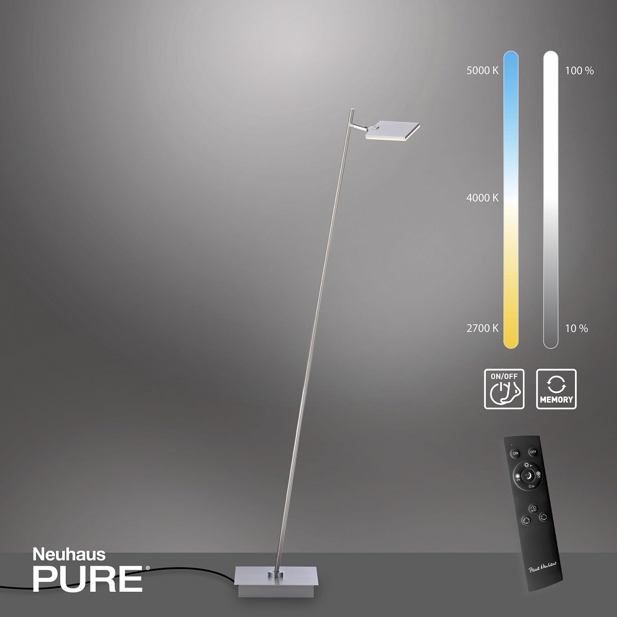 Paul Neuhaus 356-95 PURE-MIRA LED Stehleuchte diamond (alu) CCT