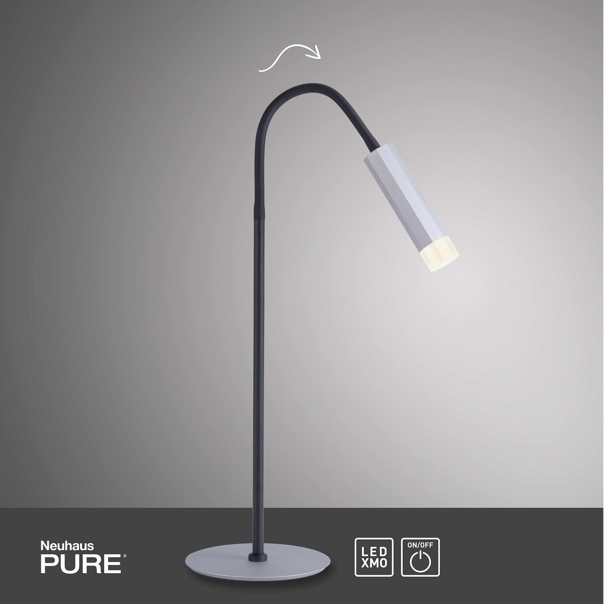 PURE-GEMIN Lampen 4038-95 LED-XMO & --> Shop kaufen aluminium online Neuhaus Leuchten schwarz Paul im Tischleuchte
