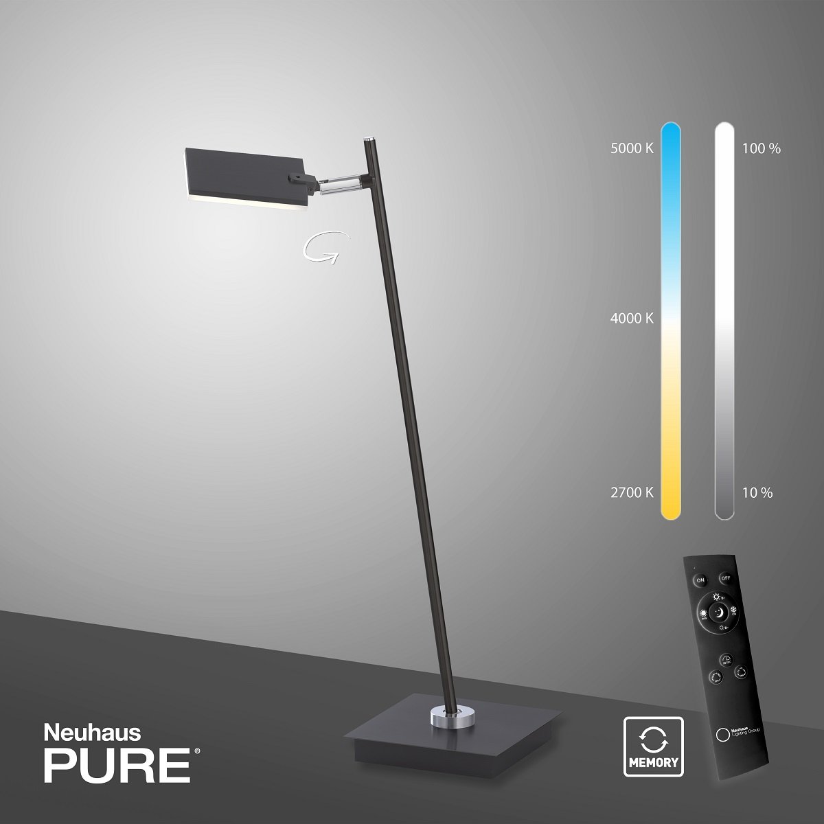 Paul Neuhaus 4356-18 PURE-MIRA LED Tischleuchte black pearl CCT