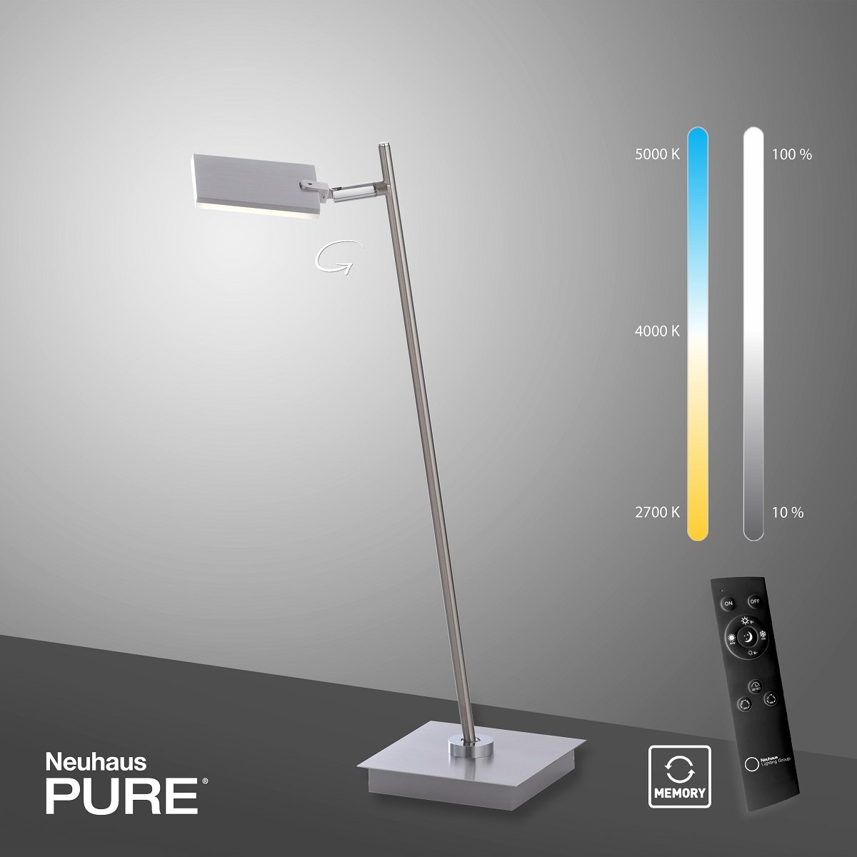 Paul Neuhaus 4356-95 PURE-MIRA LED Tischleuchte diamond (alu) CCT