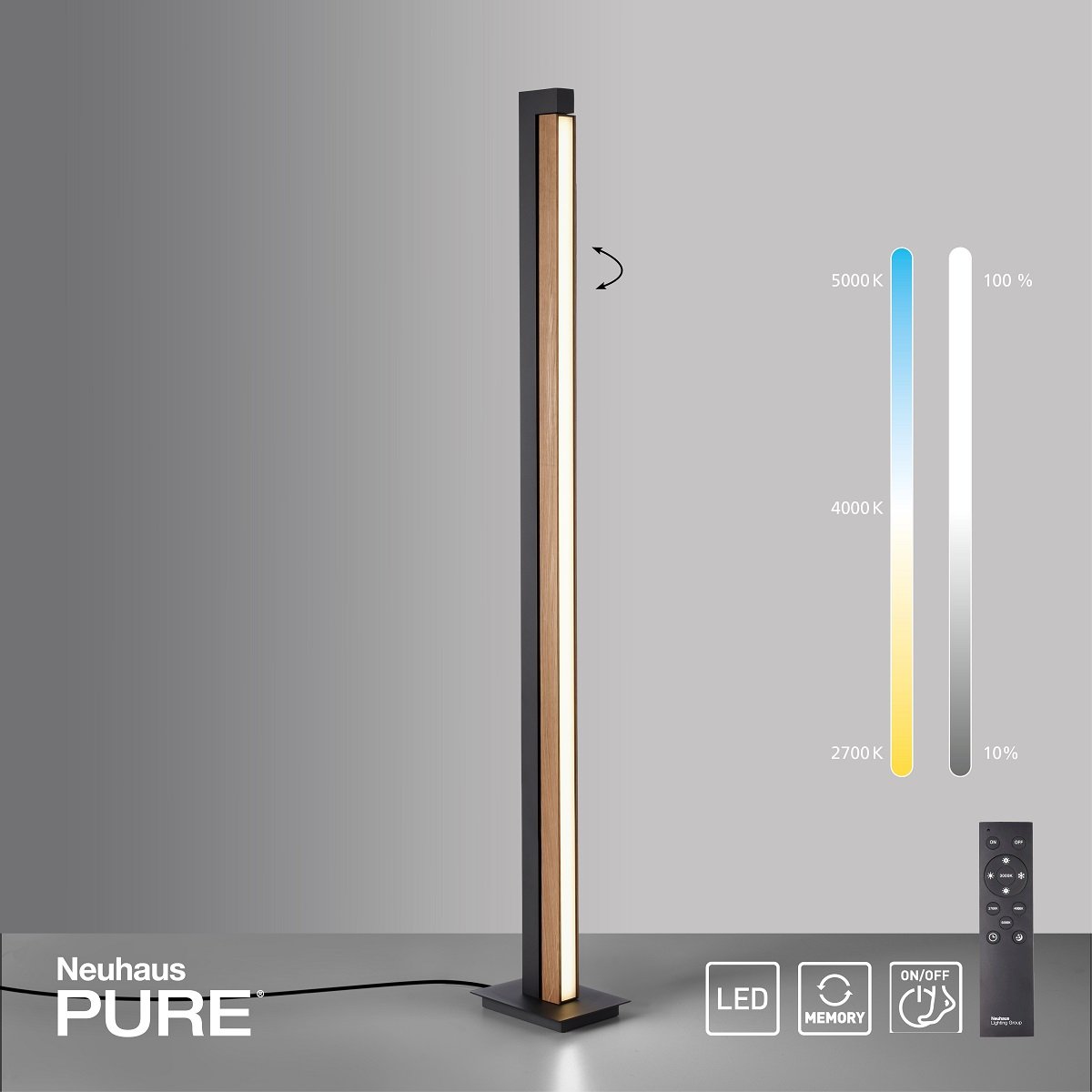 Paul Neuhaus 451-79 PURE-LINES LED Stehleuchte oak graphite CCT