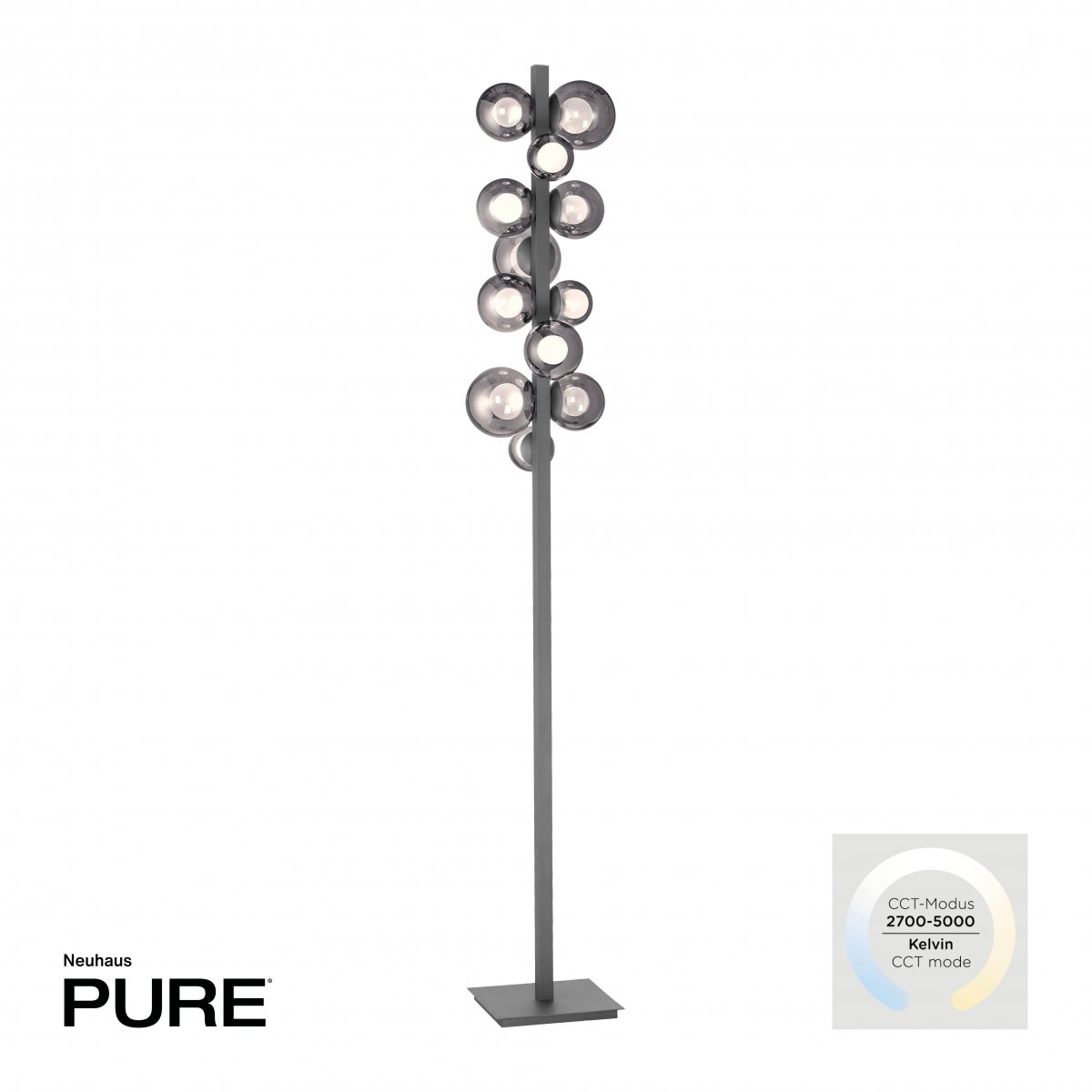 Paul Neuhaus 557-15 Neuhaus PURE Popup LED Stehleuchte platin (grau)