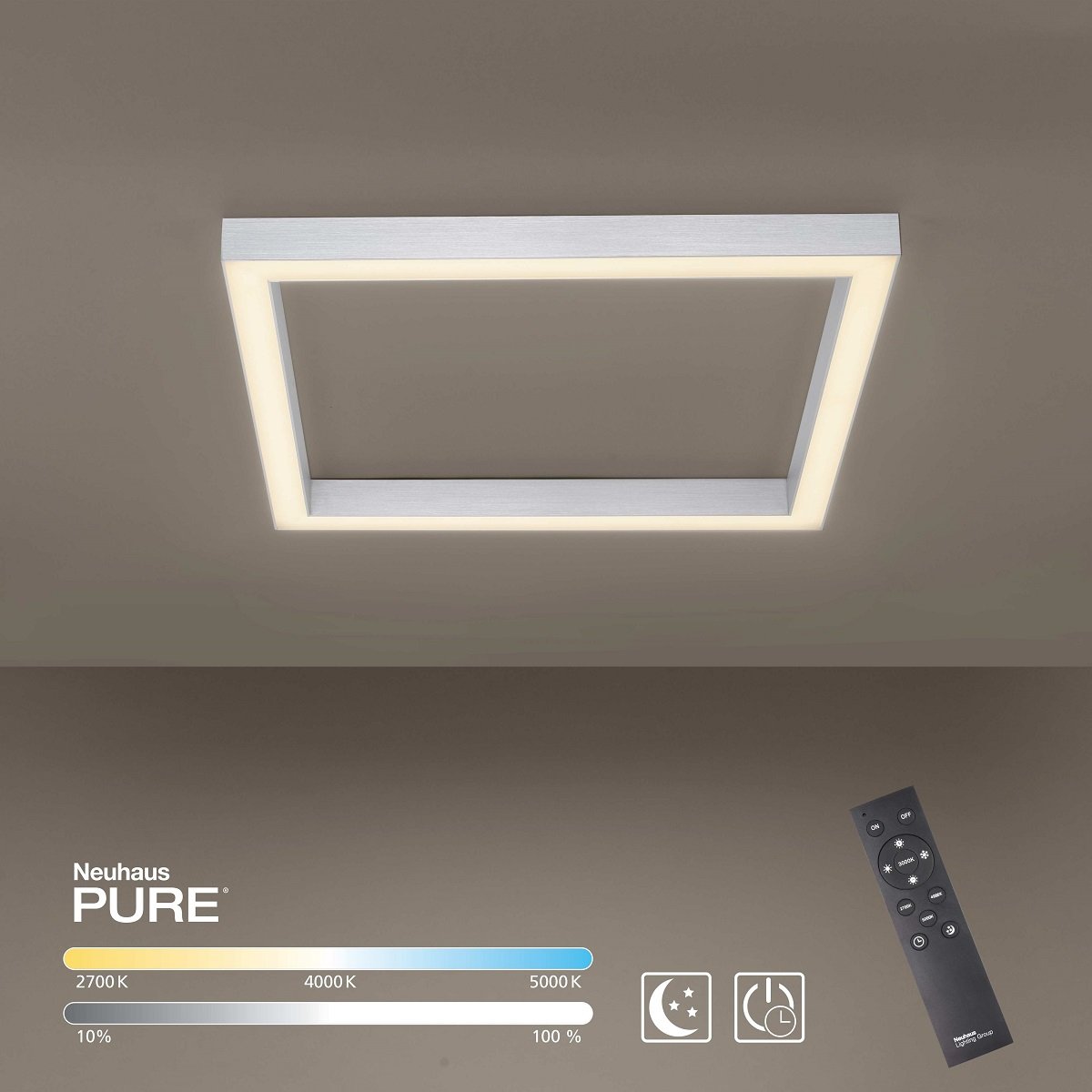 Paul Neuhaus 6022-95 PURE LINES LED Deckenleuchte diamond (alu) CCT
