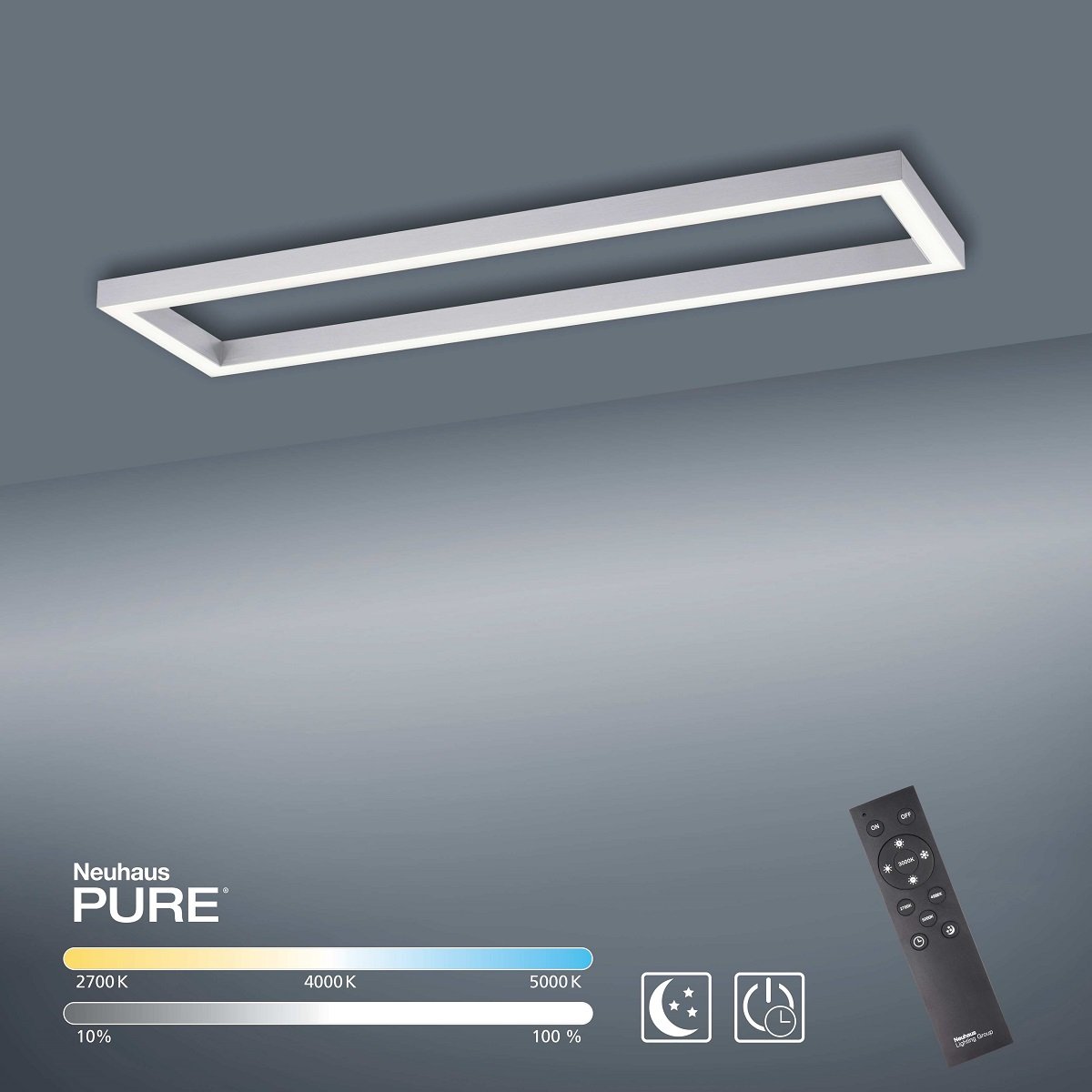 Paul Neuhaus 6023-95 PURE-LINES LED Deckenleuchte diamond (alu) CCT