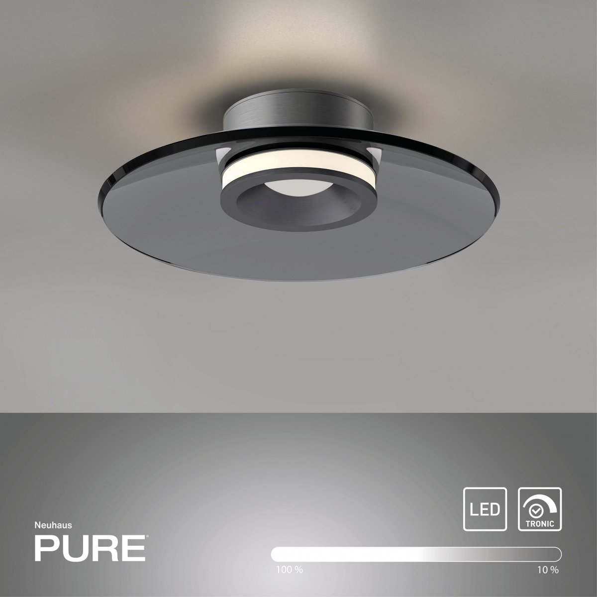 Paul Neuhaus 6094-15 PURE Moon Deckenleuchte platin grau 32cm dimmbar
